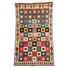 Vintage Persian Lori Checkerboard Diamond Carpet
