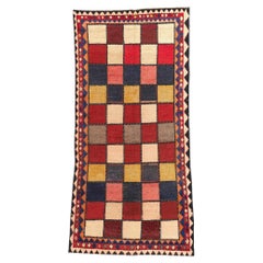Vintage Persian Lori Checkerboard Diamond Carpet
