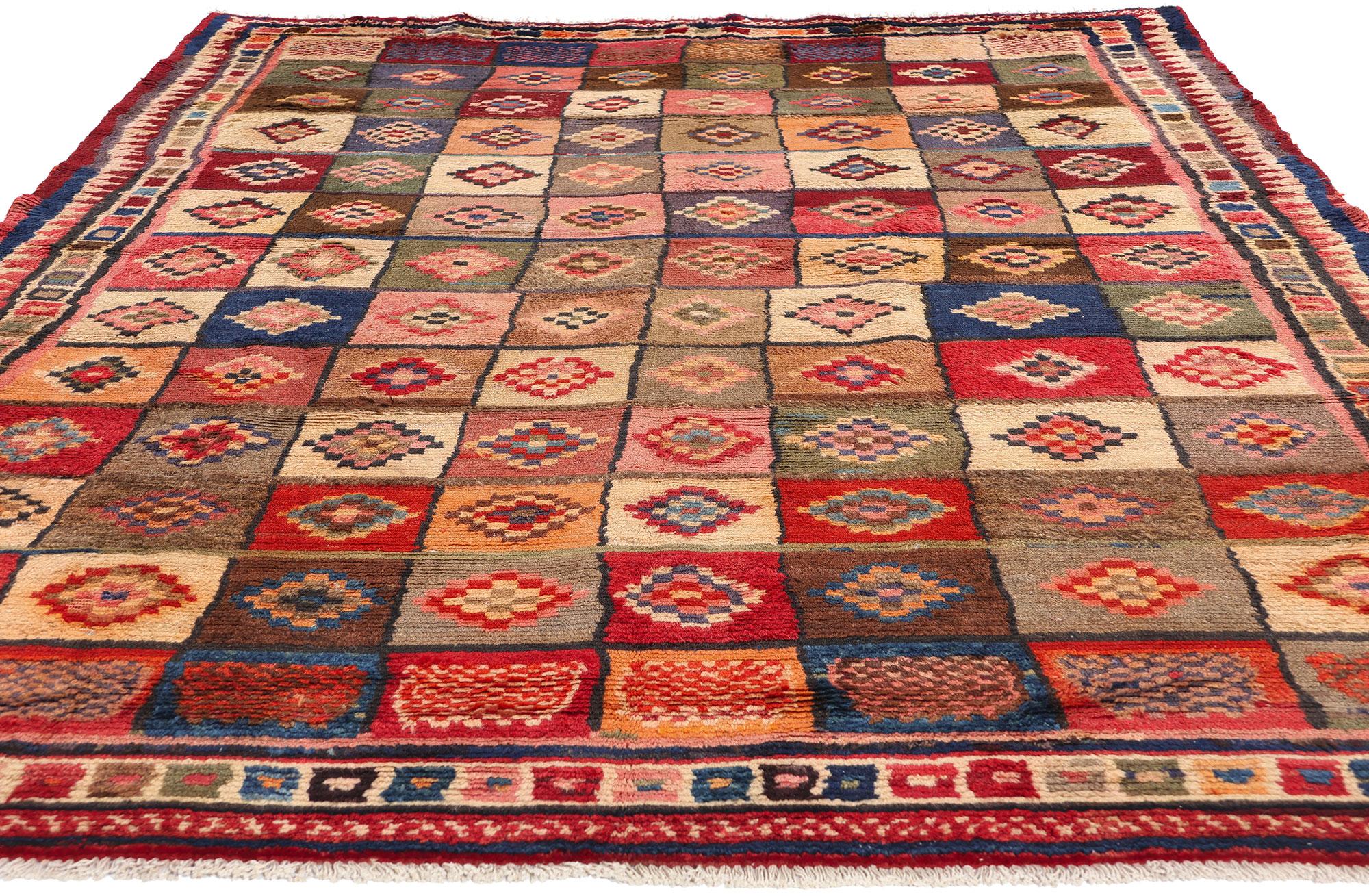Vintage Persisch Lori Schachbrettmuster Teppich (Moderne der Mitte des Jahrhunderts) im Angebot