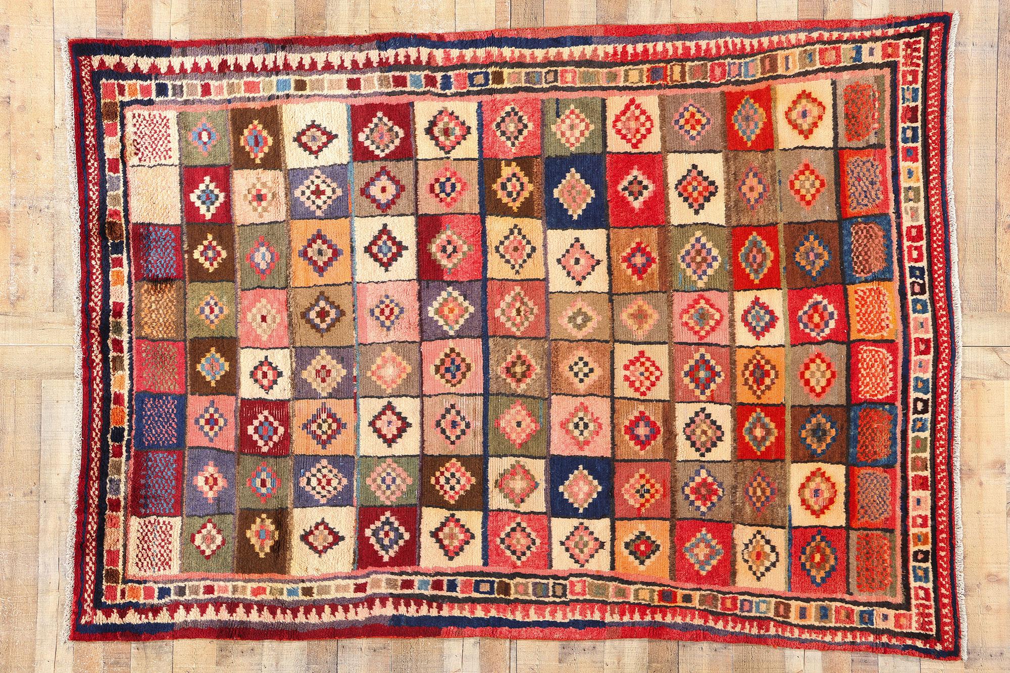 Vintage Persisch Lori Schachbrettmuster Teppich im Angebot 2
