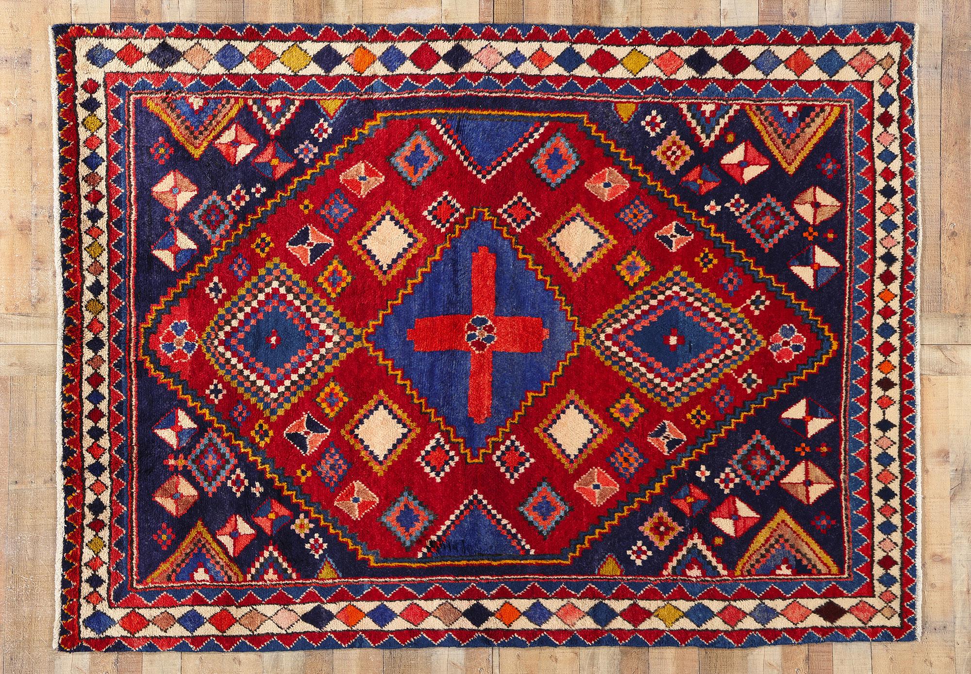 Vintage Persian Lori Diamond Teppich im Angebot 1