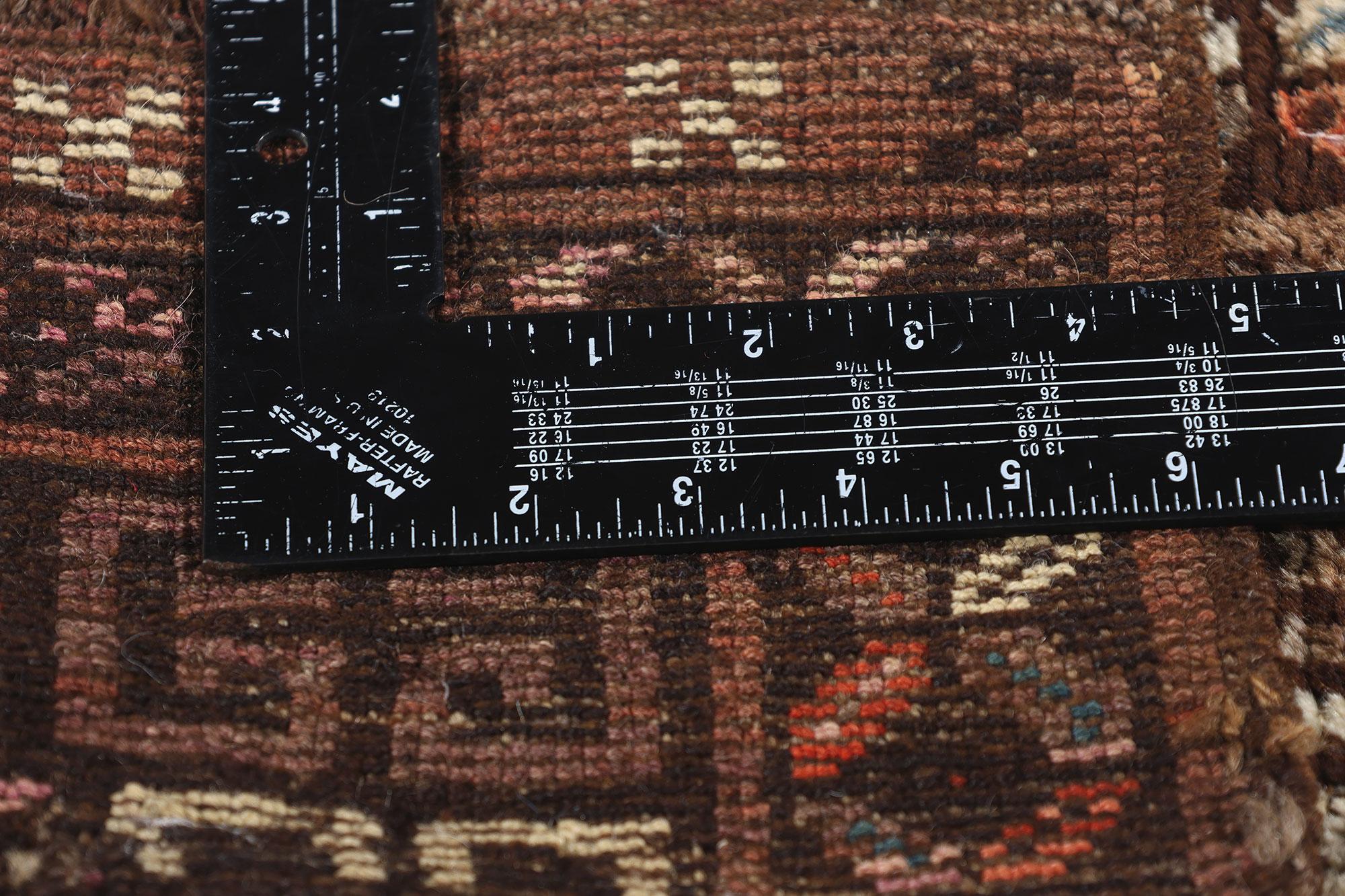 20th Century Vintage Persian Lori Greek Key Checkerboard Carpet For Sale
