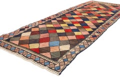 1960's Persian Lori Harlequin Diamond Carpet with Traditional Style