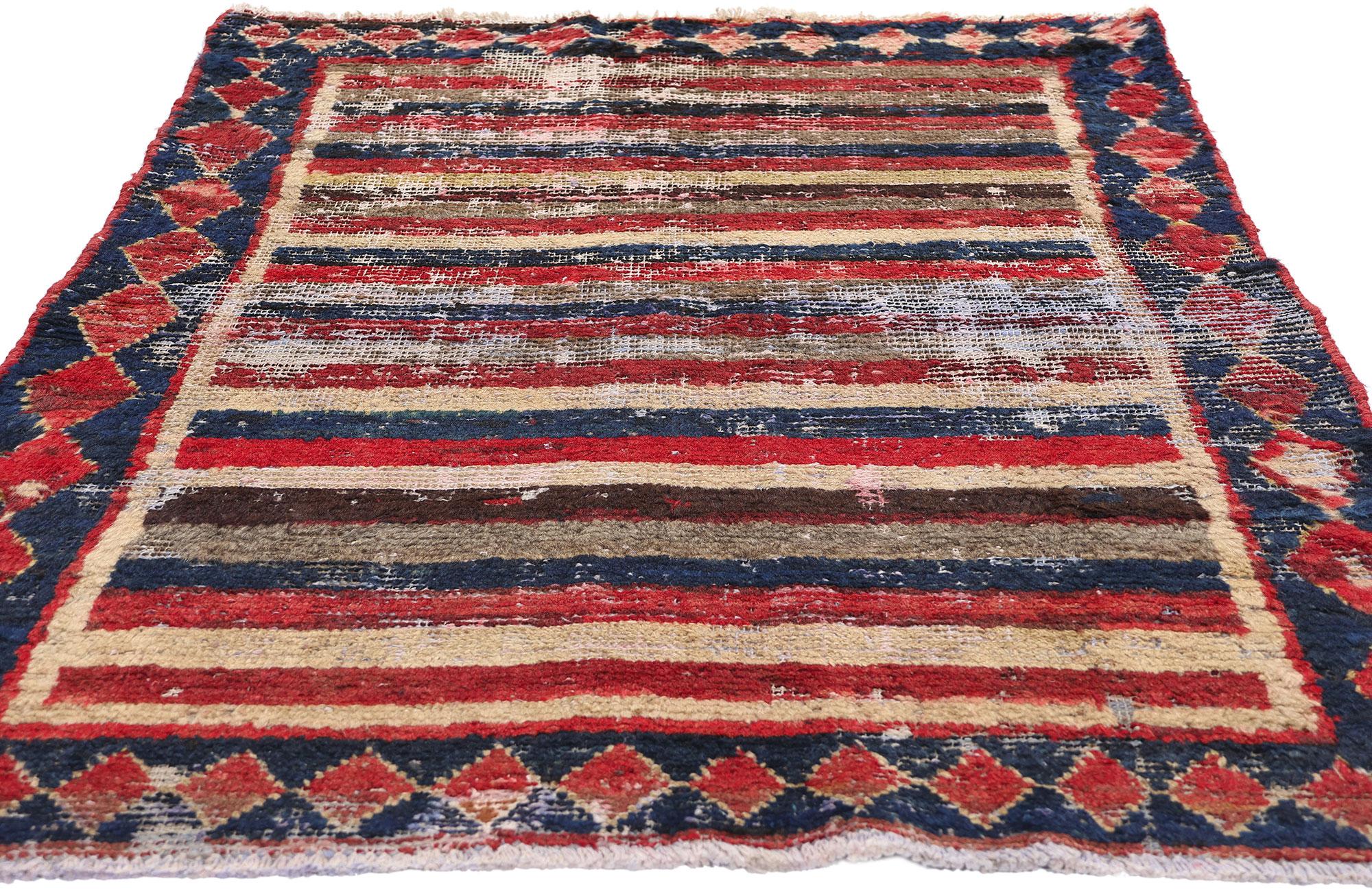 Vintage Persisch Lori Gestreifter Teppich (Moderne der Mitte des Jahrhunderts) im Angebot
