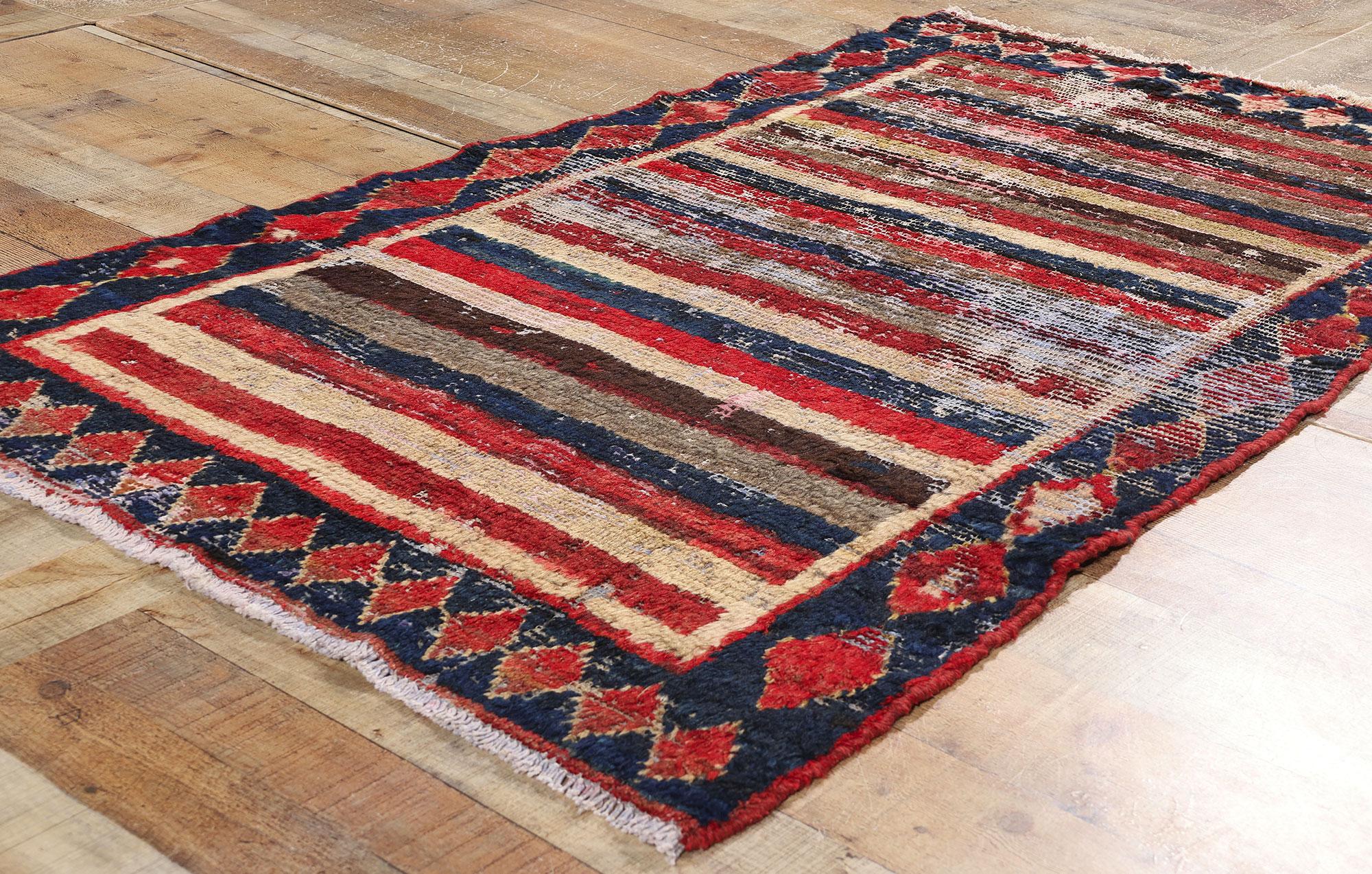 Vintage Persisch Lori Gestreifter Teppich (Wolle) im Angebot