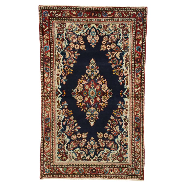 Vintage Persian Mahal Accent Rug with English Country Cottage Style For Sale at 1stDibs