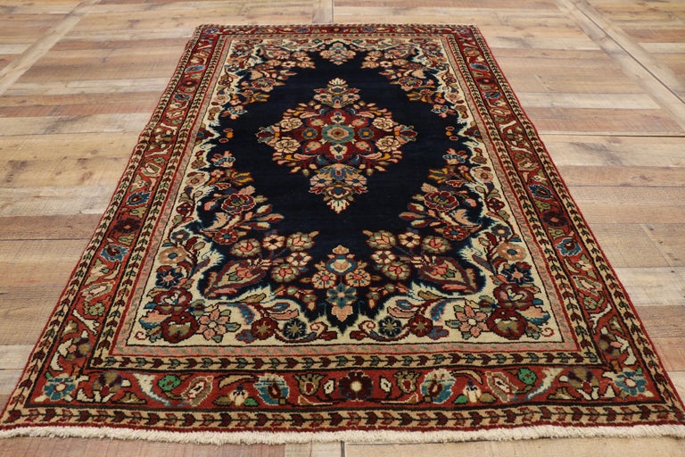 Vintage Persian Mahal Accent Rug with English Country Cottage Style For Sale at 1stDibs