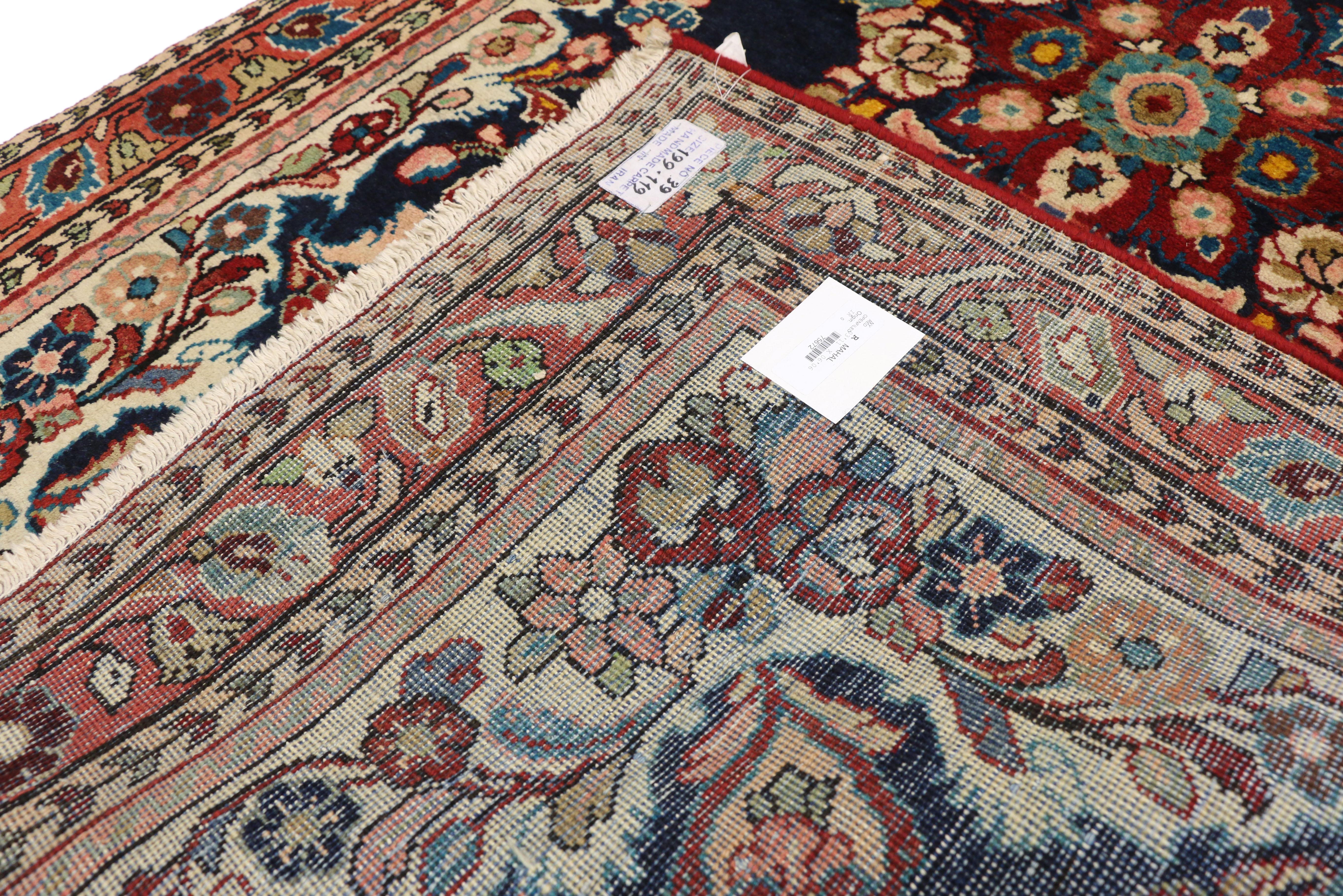 Persischer Mahal-Akzent-Teppich im englischen Landhausstil (Handgeknüpft) im Angebot
