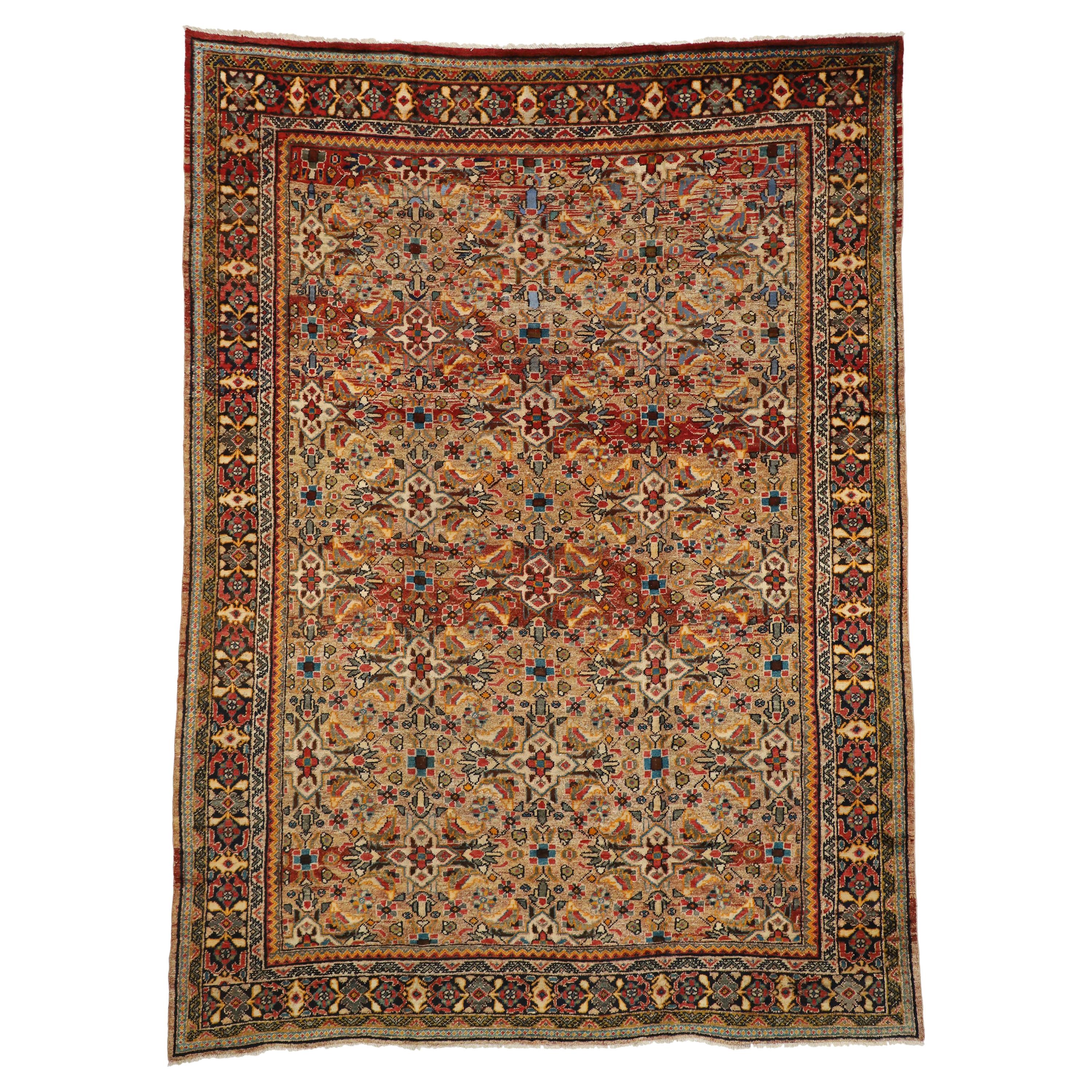 Vintage Persian Mahal Area Rug with Eclectic Modern Northwestern Style For Sale