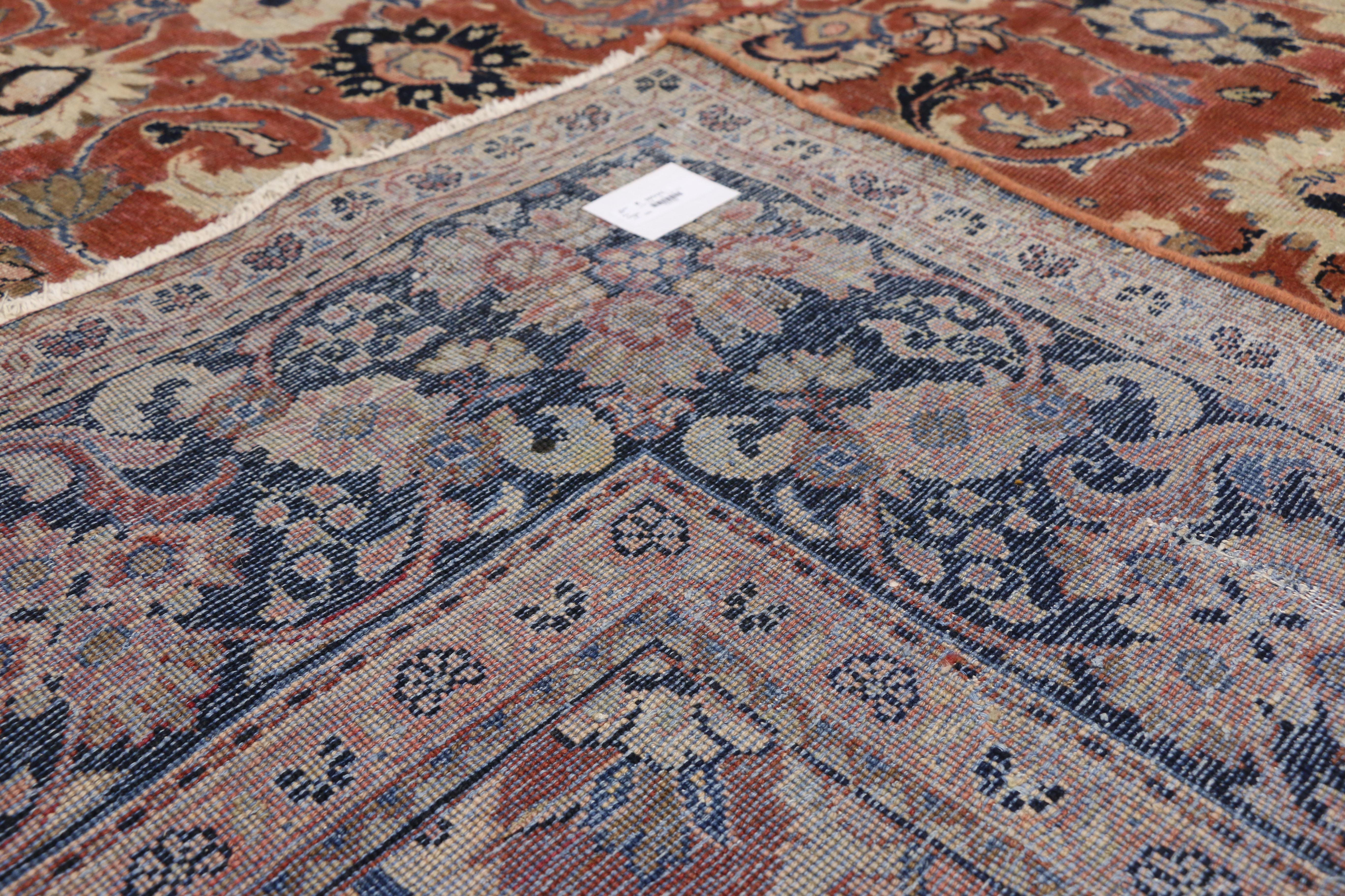 Noué à la main Tapis persan vintage de style colonial et fédéral avec motif Mahal en vente