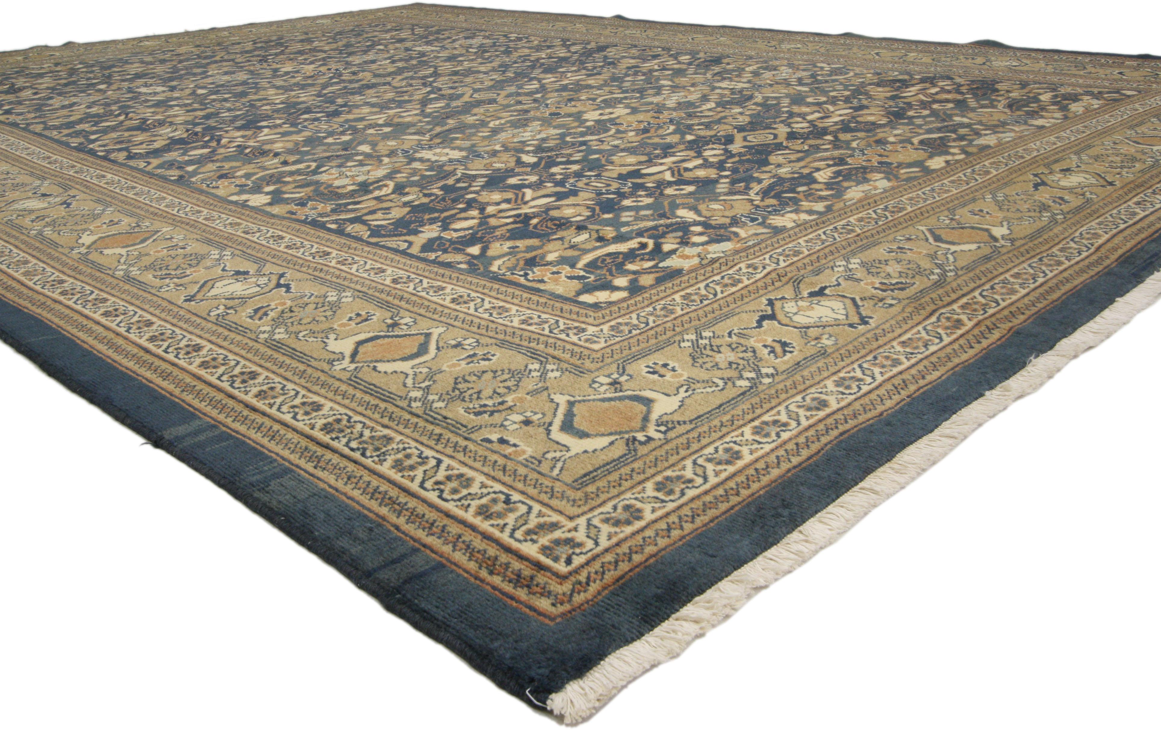75838 Vintage Persian Mahal Area Rug with English Traditional Style 09'09 x 13'00. With classic architectural details adding timeless elegance and a sense of history, this hand knotted wool vintage Persian Mahal rug with traditional style features a