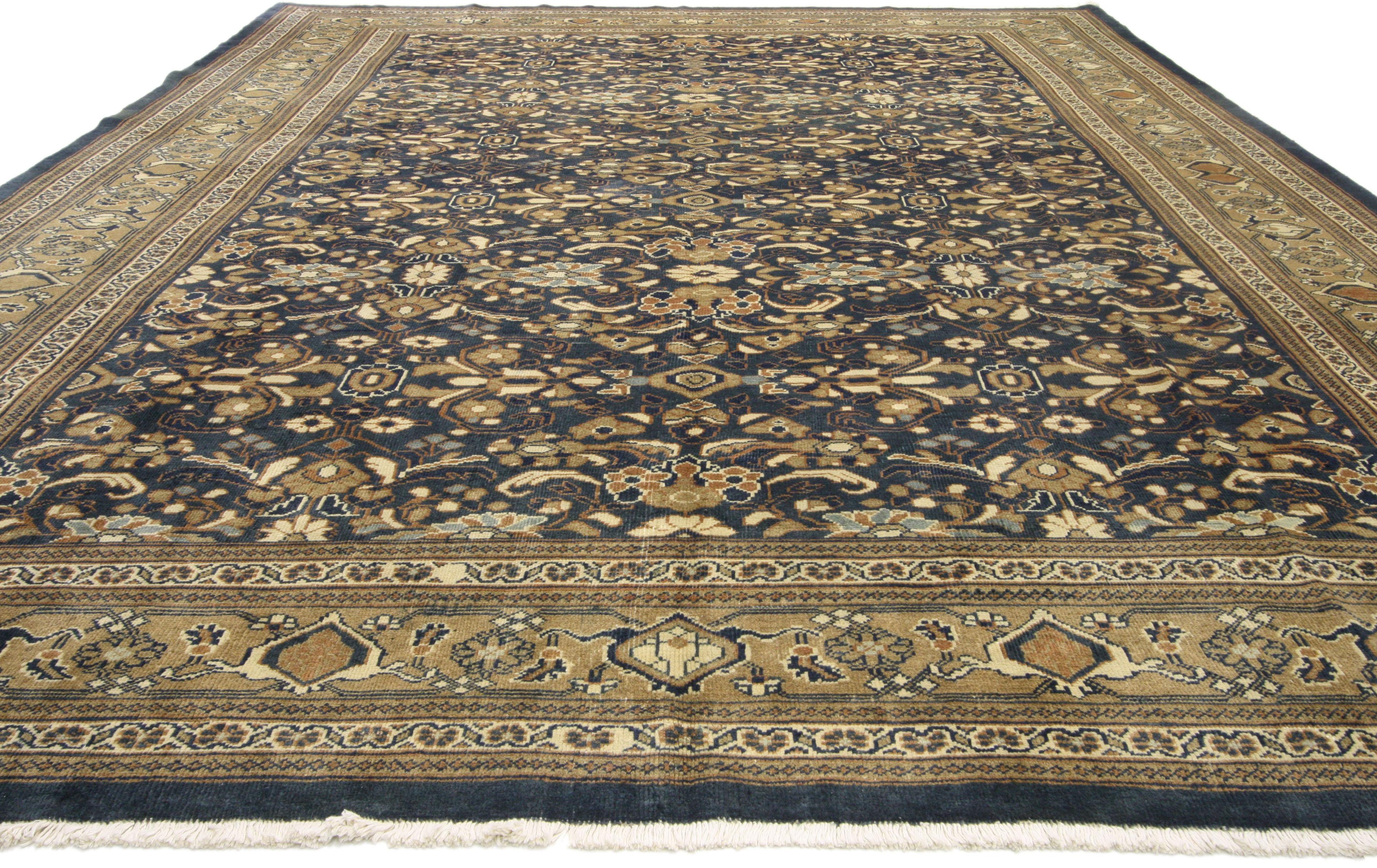 Neoclassical Vintage Persian Mahal Area Rug with English Traditional Style For Sale