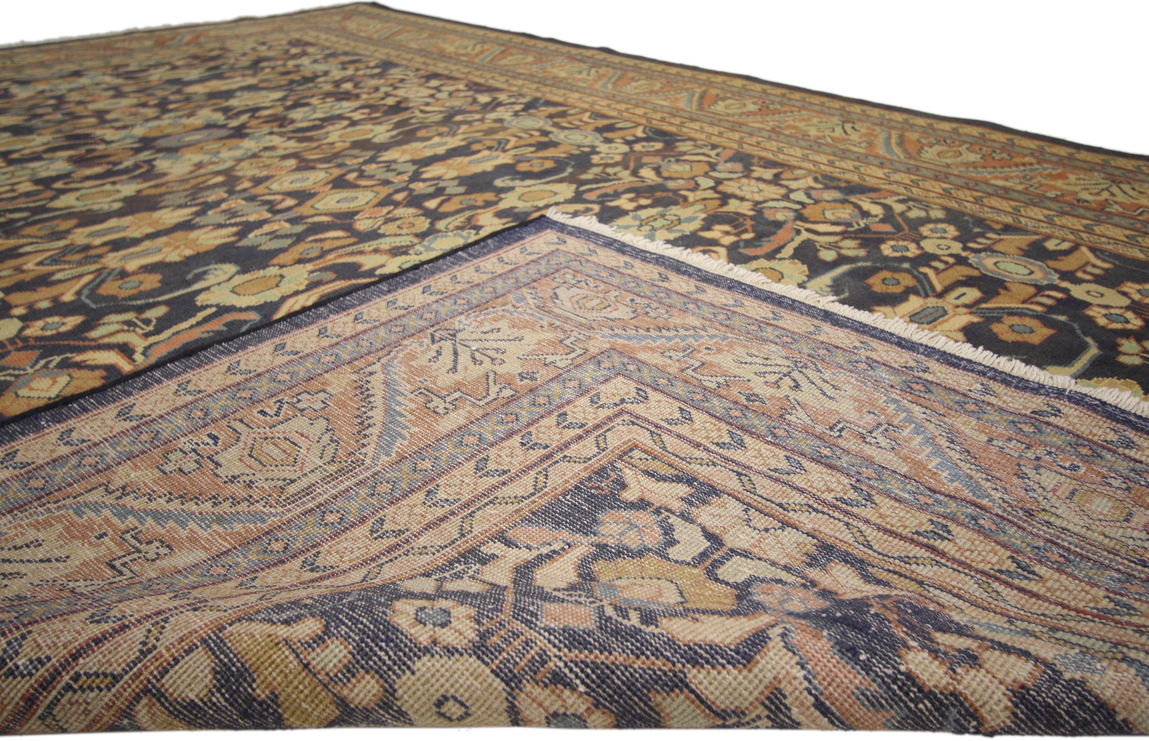 Hand-Knotted Vintage Persian Mahal Area Rug with Traditional Style For Sale