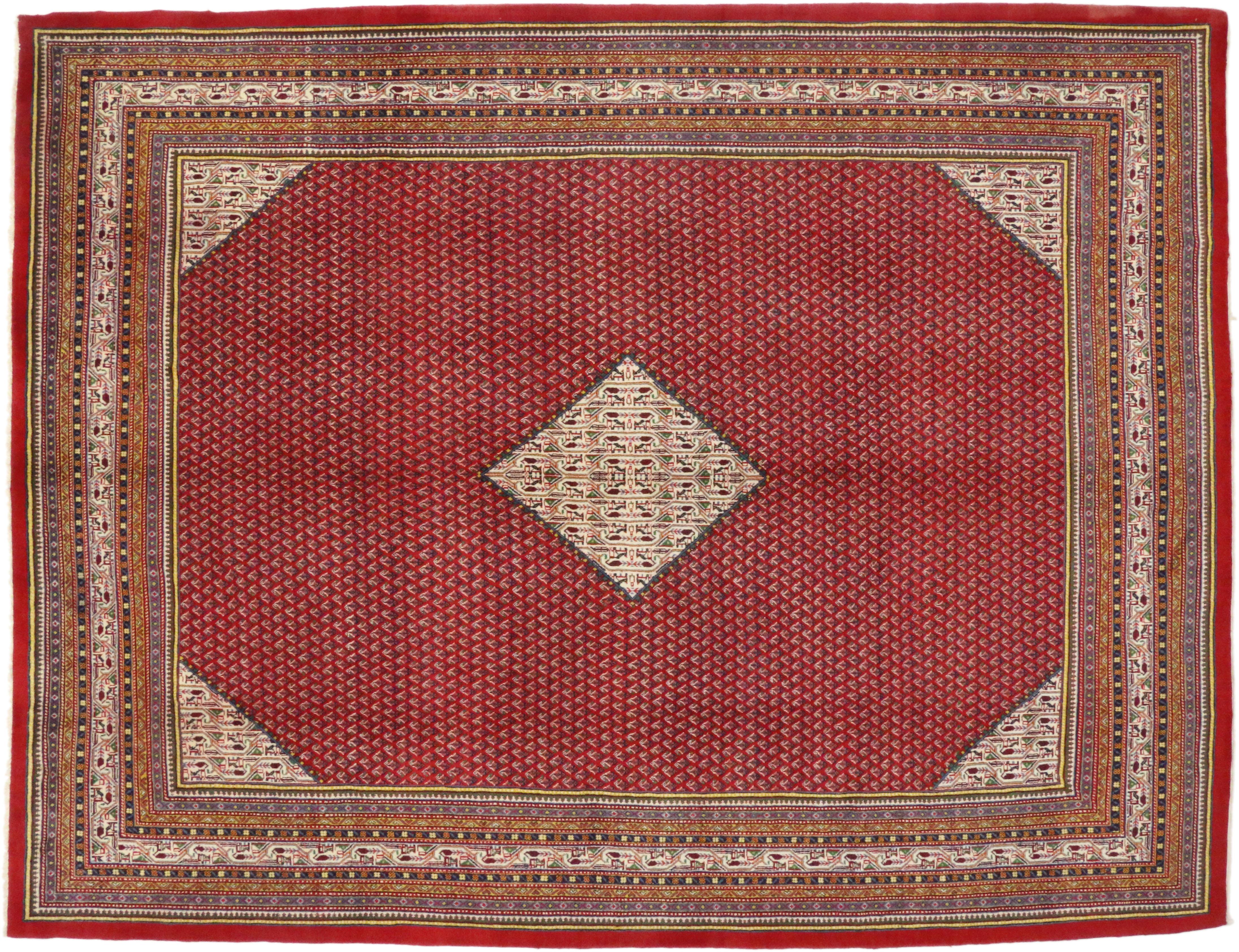 Vintage Persian Mahal Area Rug with Traditional Style In Good Condition For Sale In Dallas, TX