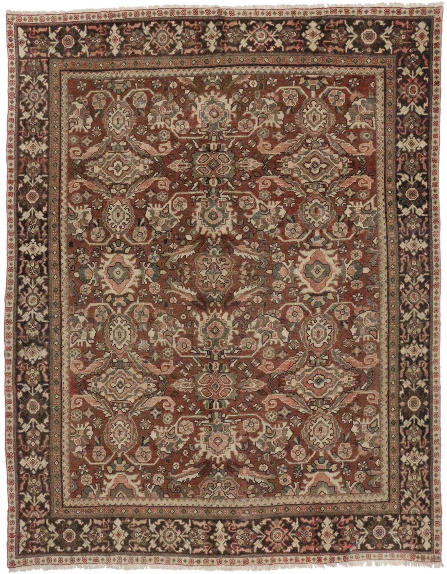 Alfombra Persa Vintage Mahal con Cálido Estilo Artesano Bungalow en Bueno estado para la venta en Dallas, TX