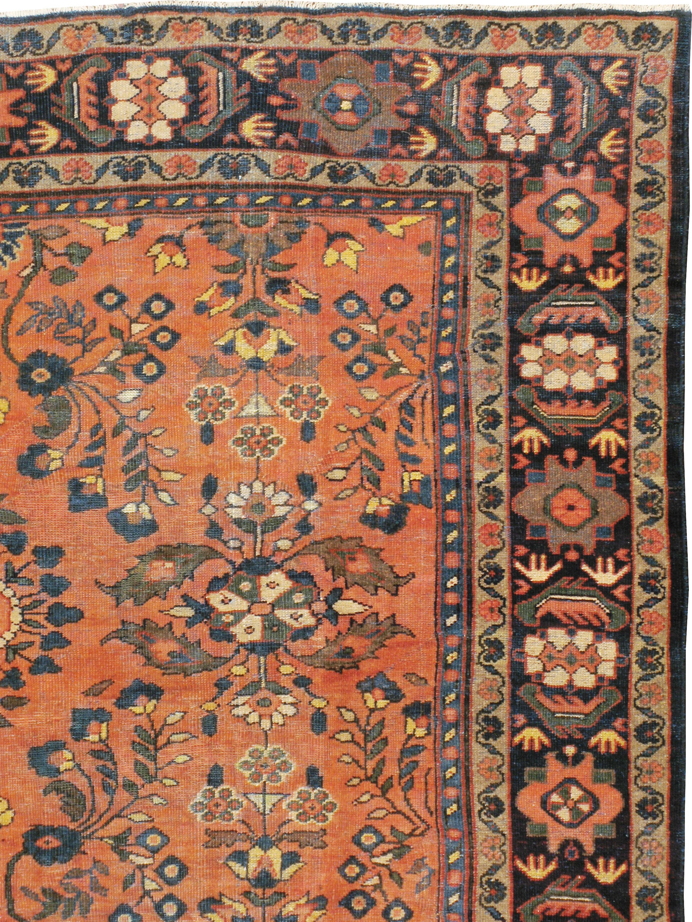 Rustic Vintage Persian Mahal Carpet