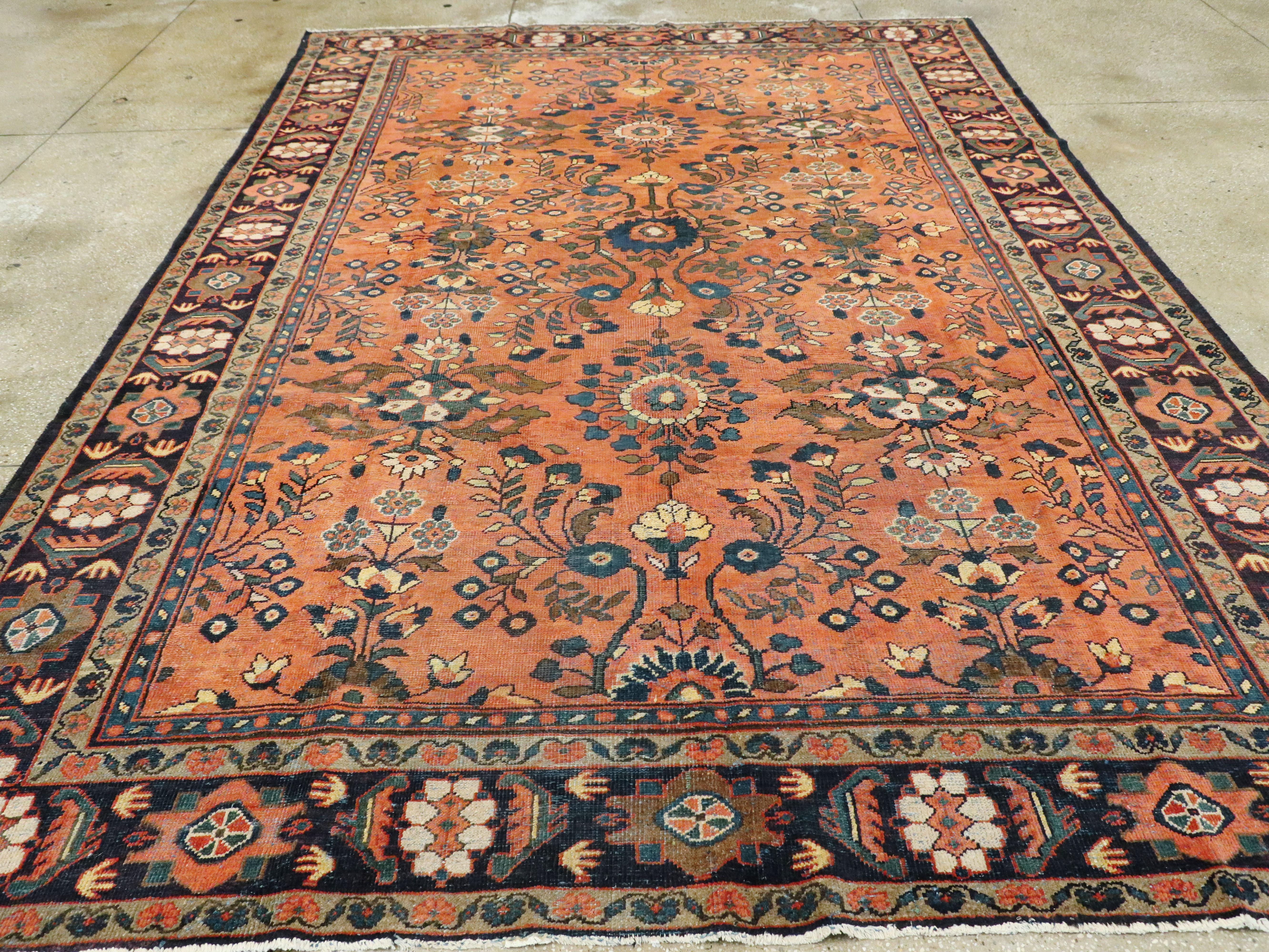 Hand-Knotted Vintage Persian Mahal Carpet