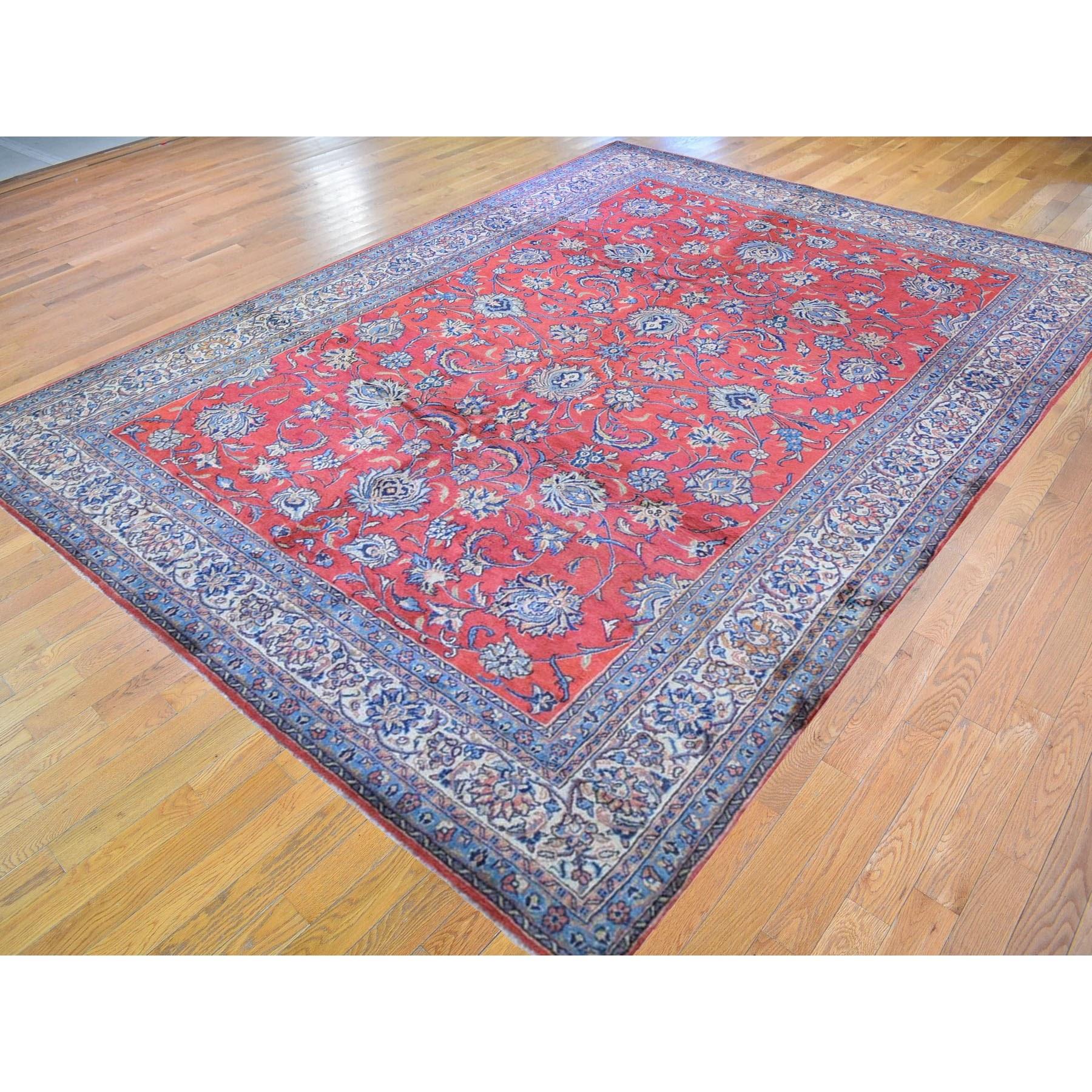 Medieval Vintage Persian Mahal Excellent Condition Persimmon Color Wool Hand Knotted Rug For Sale