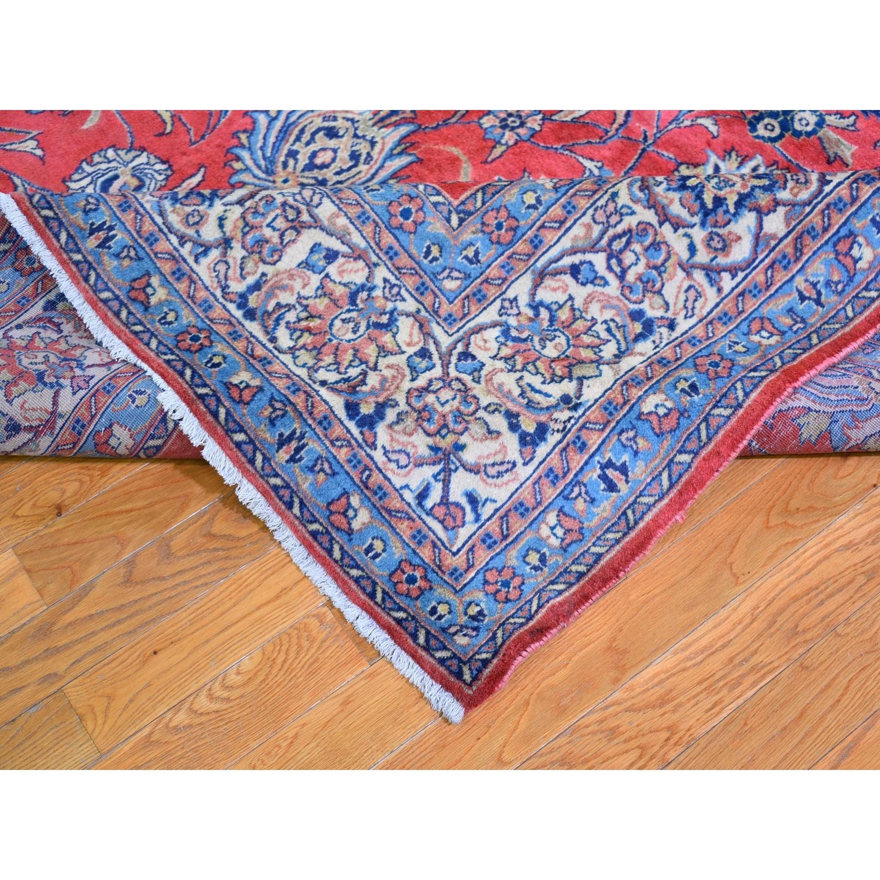 Late 20th Century Vintage Persian Mahal Excellent Condition Persimmon Color Wool Hand Knotted Rug For Sale