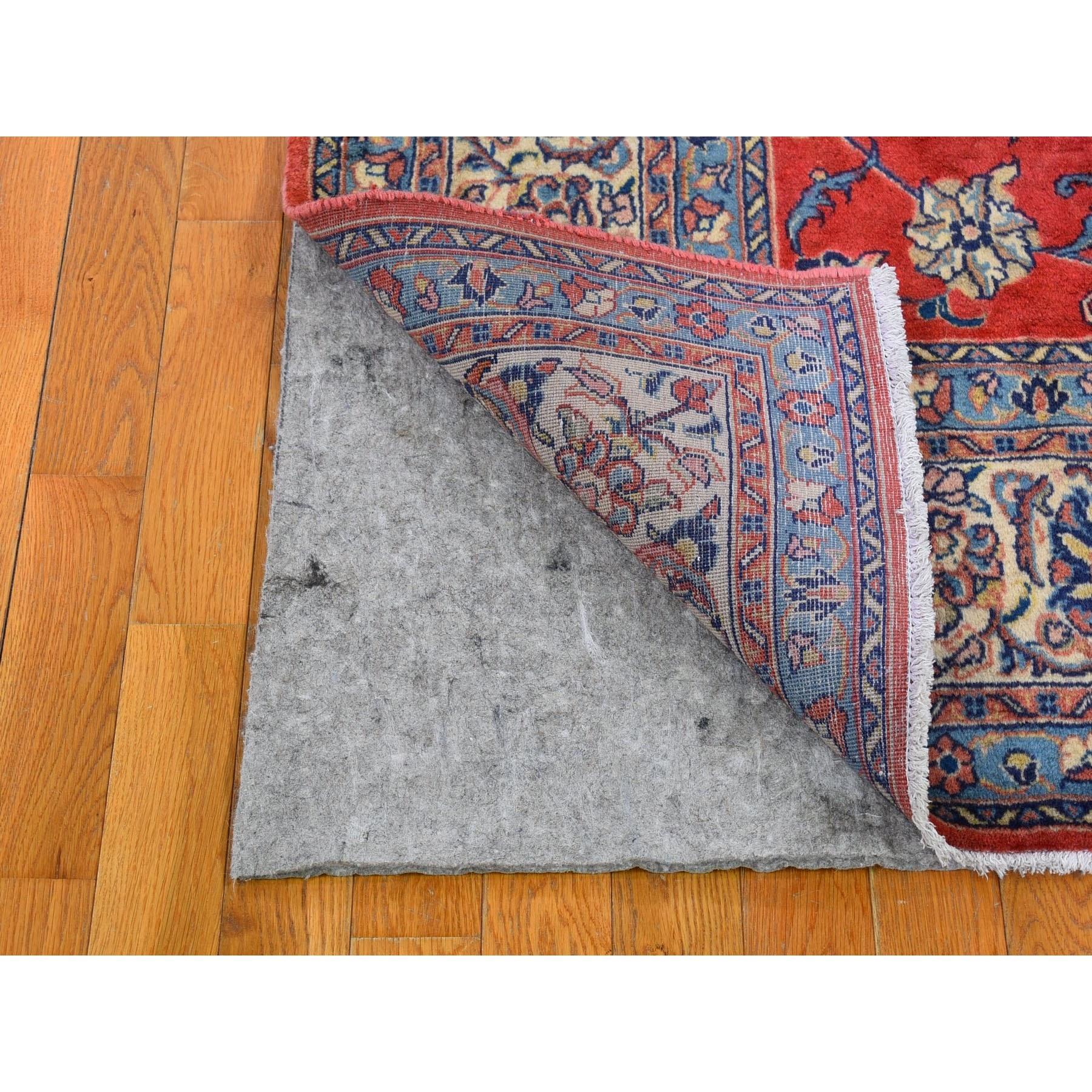 Vintage Persian Mahal Excellent Condition Persimmon Color Wool Hand Knotted Rug For Sale 2