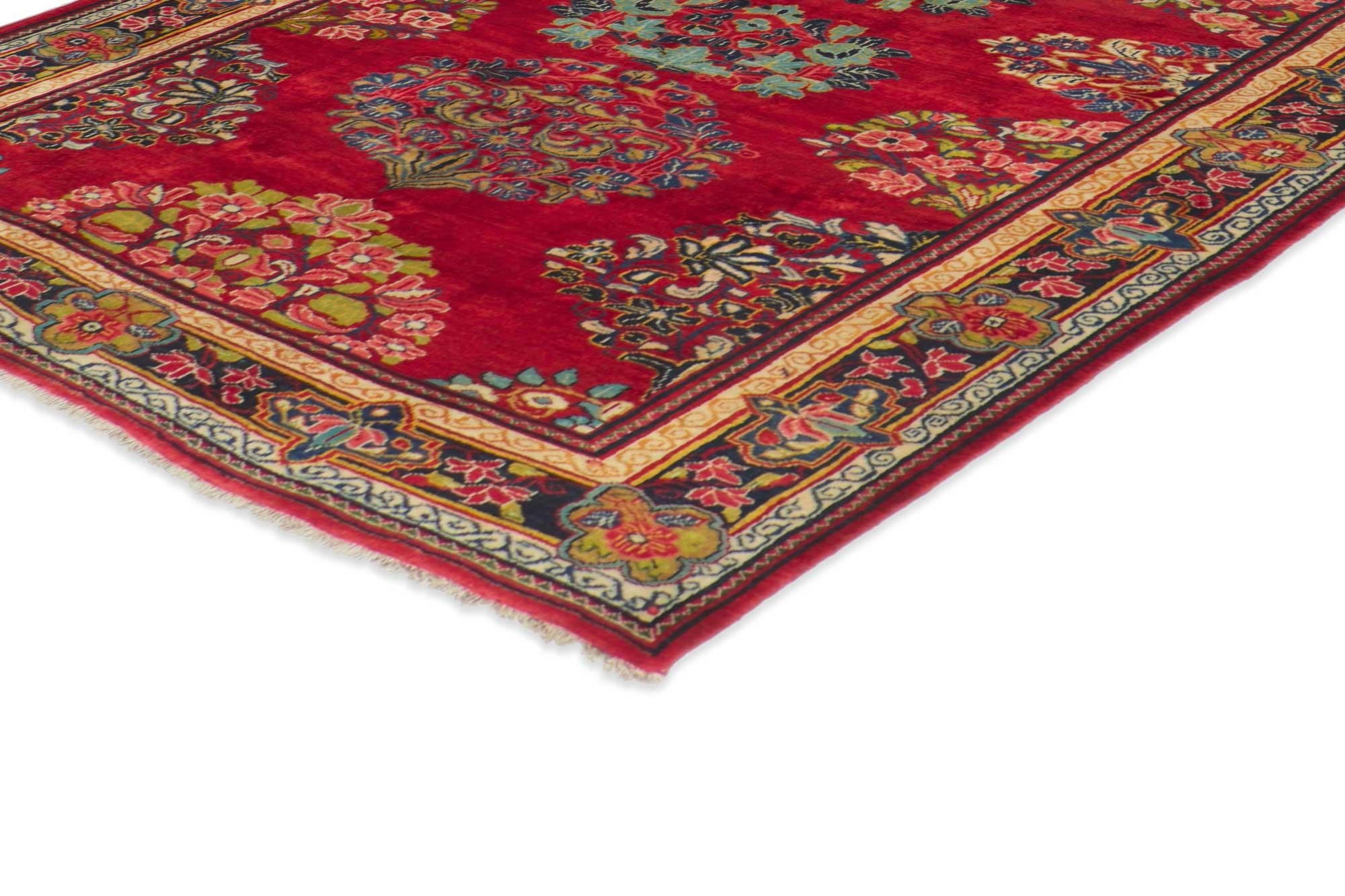 61172 Vintage Persian Mahal rug, 06'06 x 18'05.
With its timeless design, incredible detail and texture, this hand knotted wool vintage Persian Mahal rug is poised to impress. The eye-catching stylized floral pattern and saturated color palette
