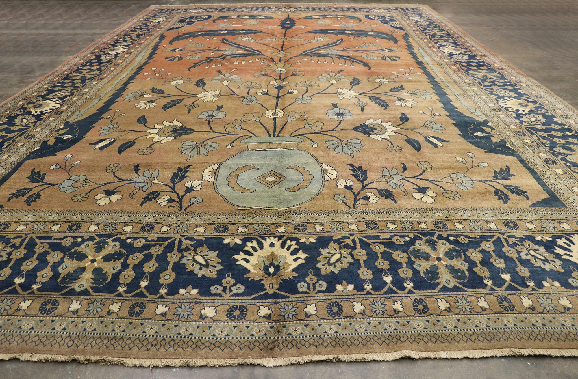 20th Century Vintage Persian Mahal Rug with Rustic Mediterranean Italian Style For Sale
