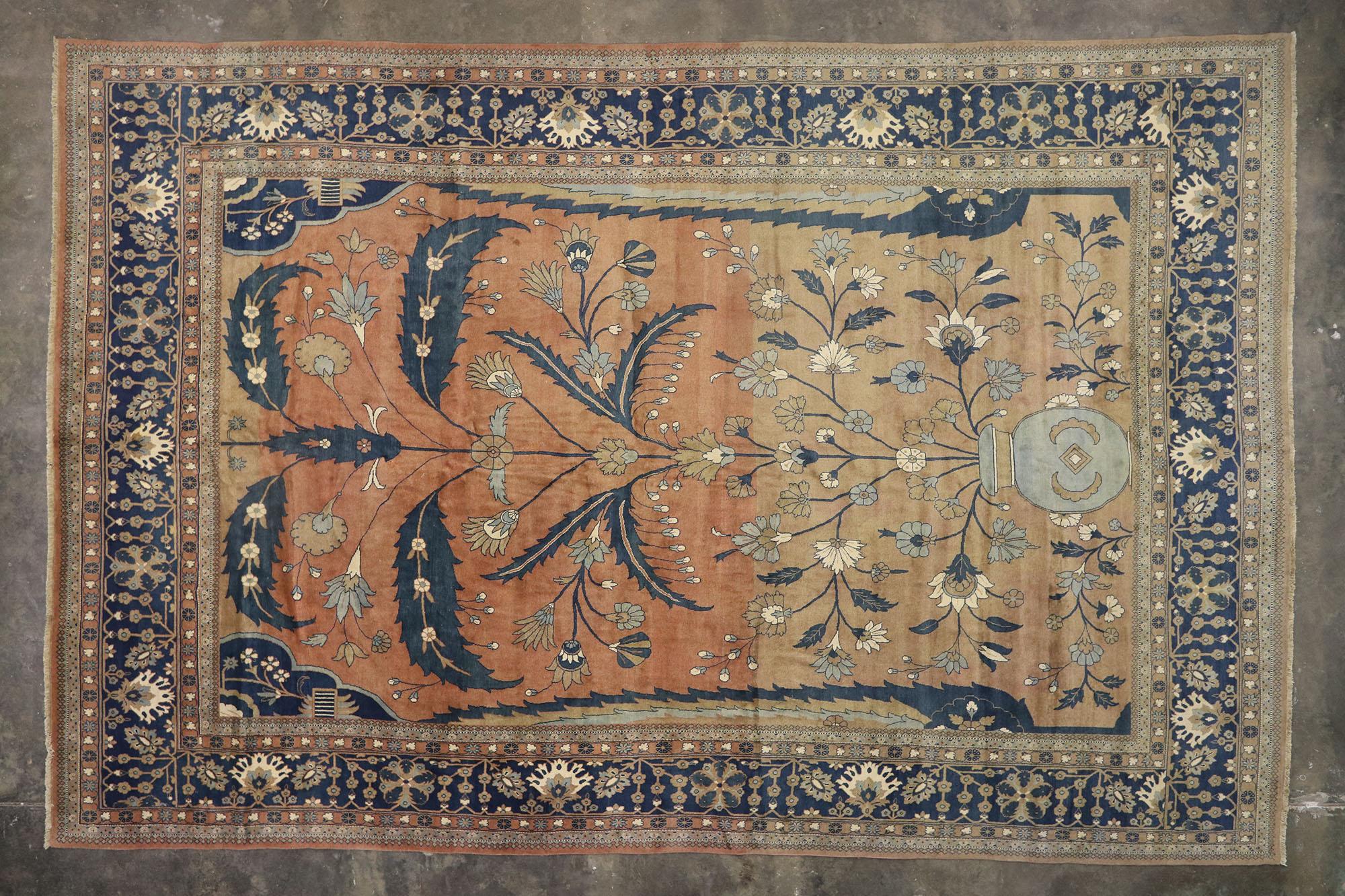 Wool Vintage Persian Mahal Rug with Rustic Mediterranean Italian Style For Sale