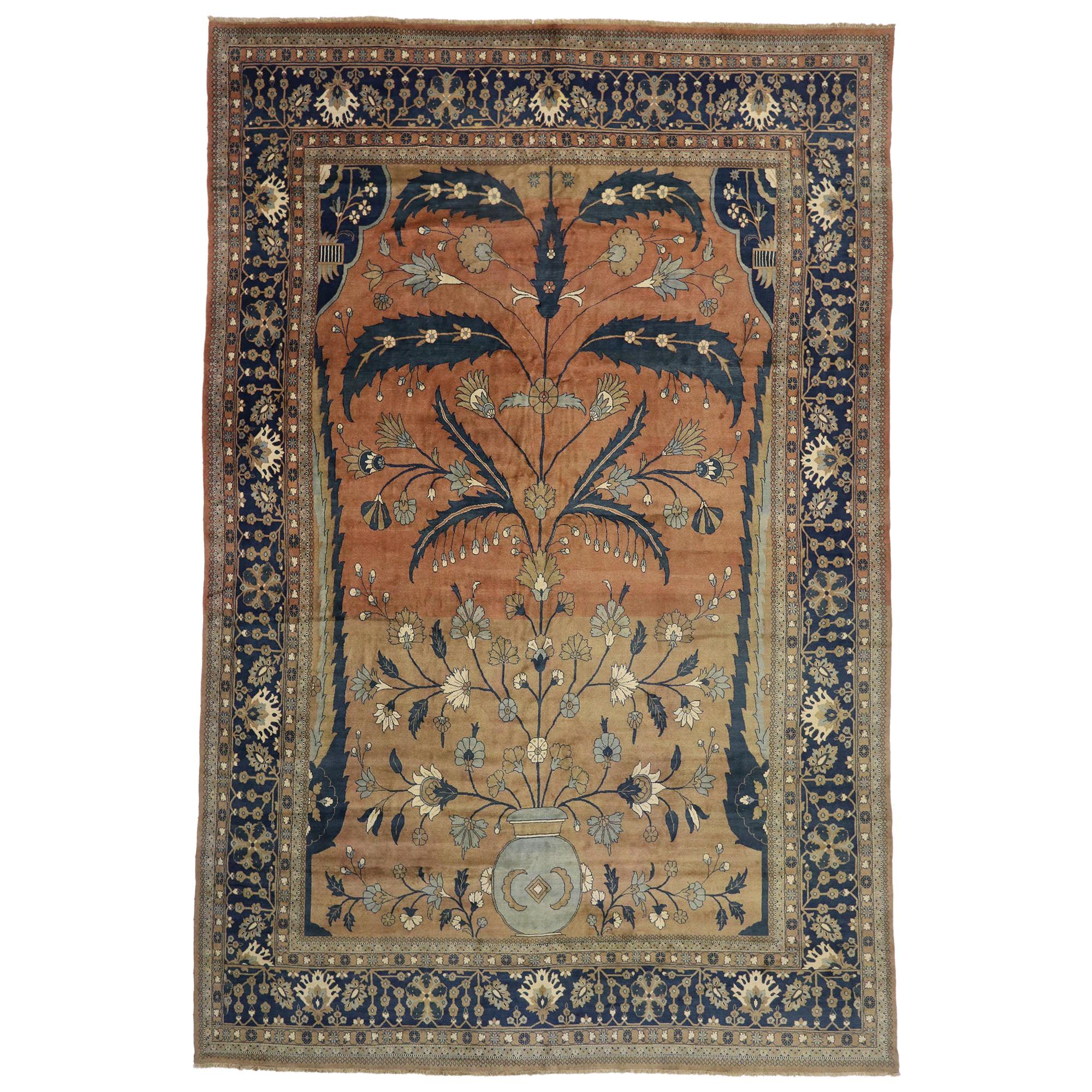 Vintage Persian Mahal Rug with Rustic Mediterranean Italian Style