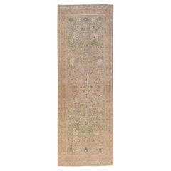 Tapis de couloir persan Mahal vintage en laine médaillon pêche fait à la main