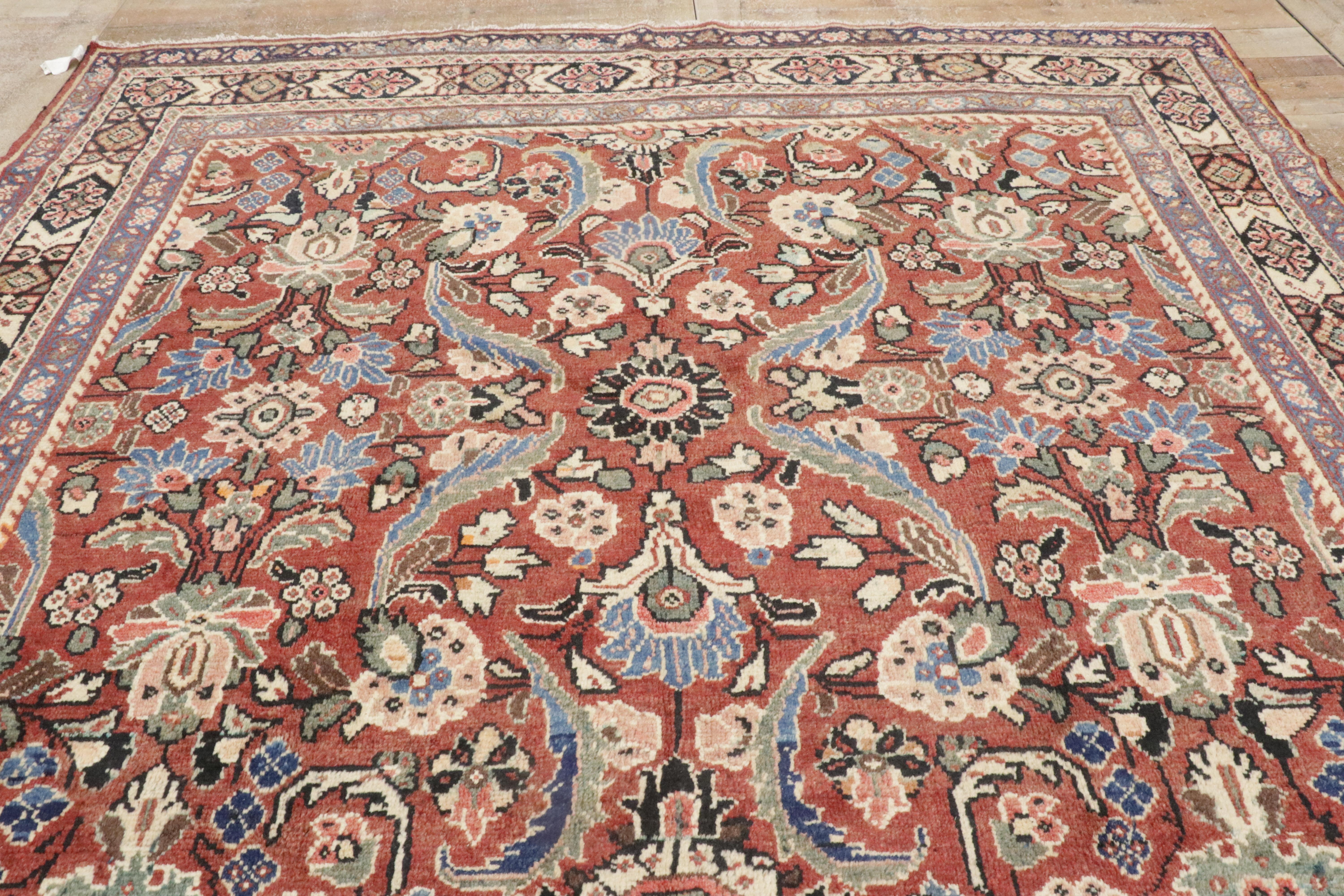 Wool 1960's Persian Mahal Rug with Traditional Style For Sale