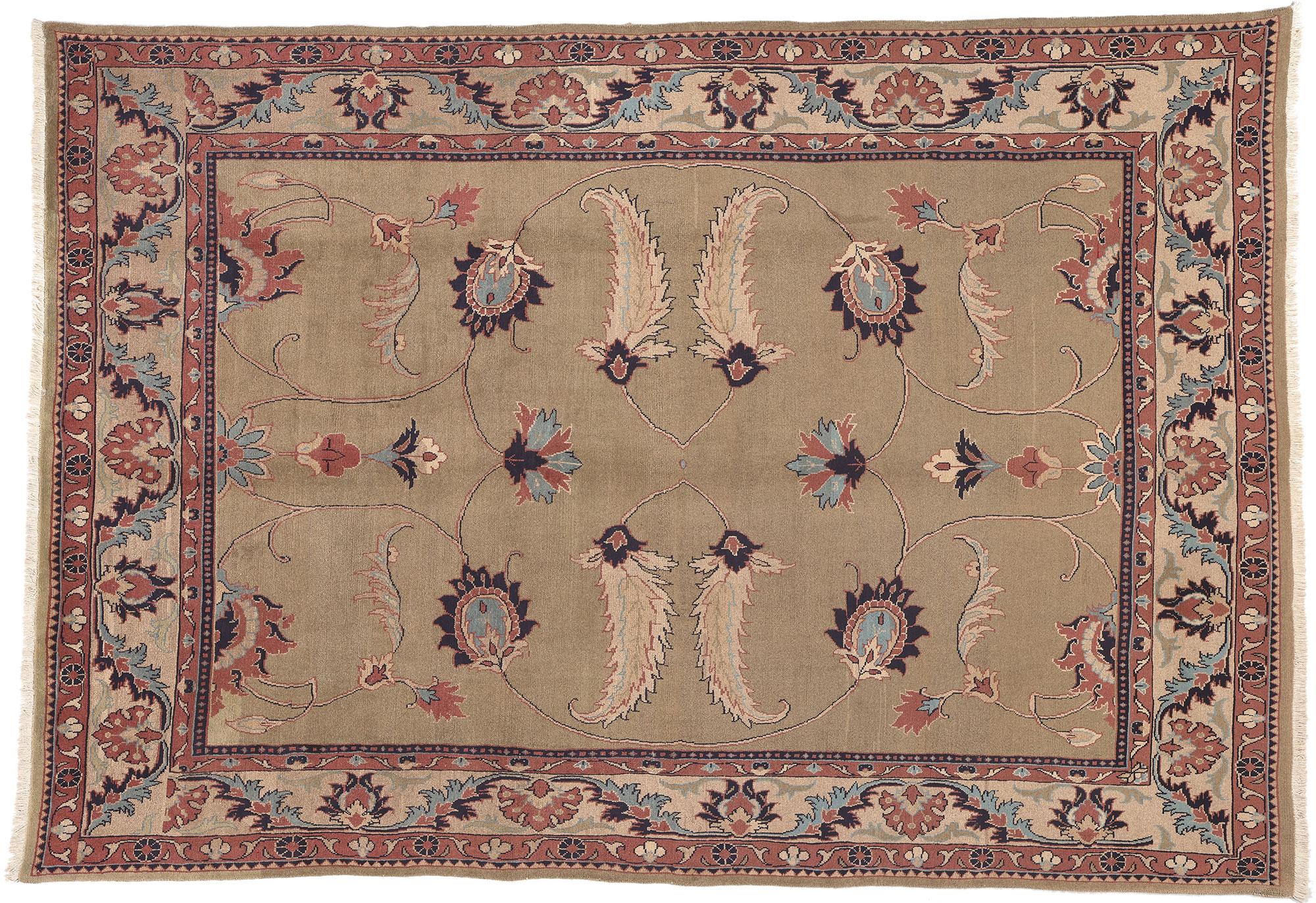 Persischer Mahal-Teppich im Vintage-Stil, Jugendstil mit biophilem Design im Angebot 3