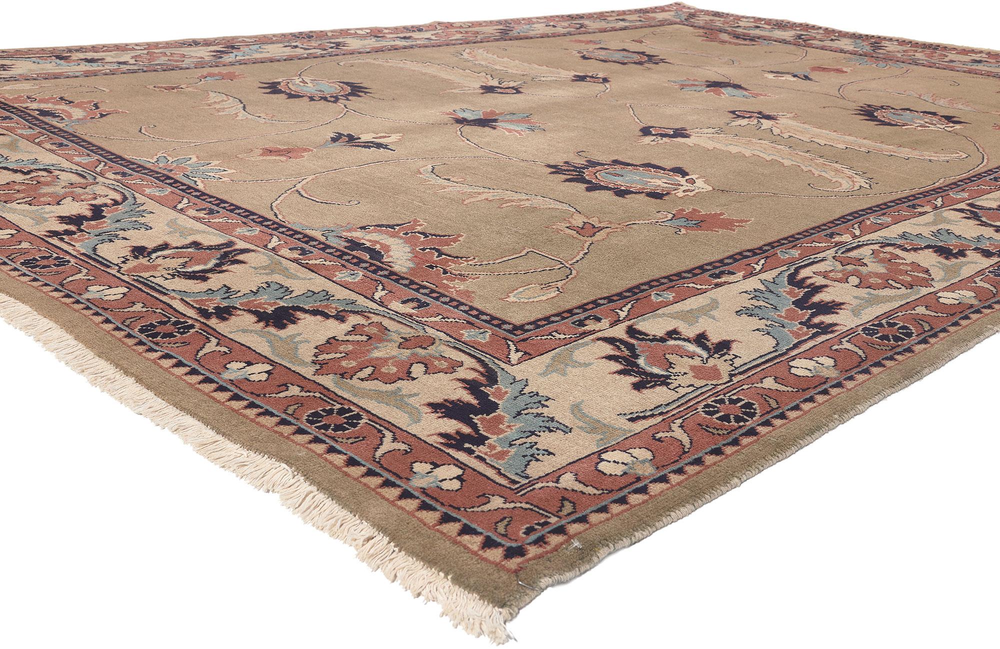 75086 Vintage Persian Mahal Teppich, 08'05 x 12'00. 
Jugendstil trifft auf biophiles Design in diesem handgeknüpften persischen Mahal-Teppich aus Wolle. Die naturalistischen Designelemente und die analogen Erdtöne, die in dieses Stück eingewoben