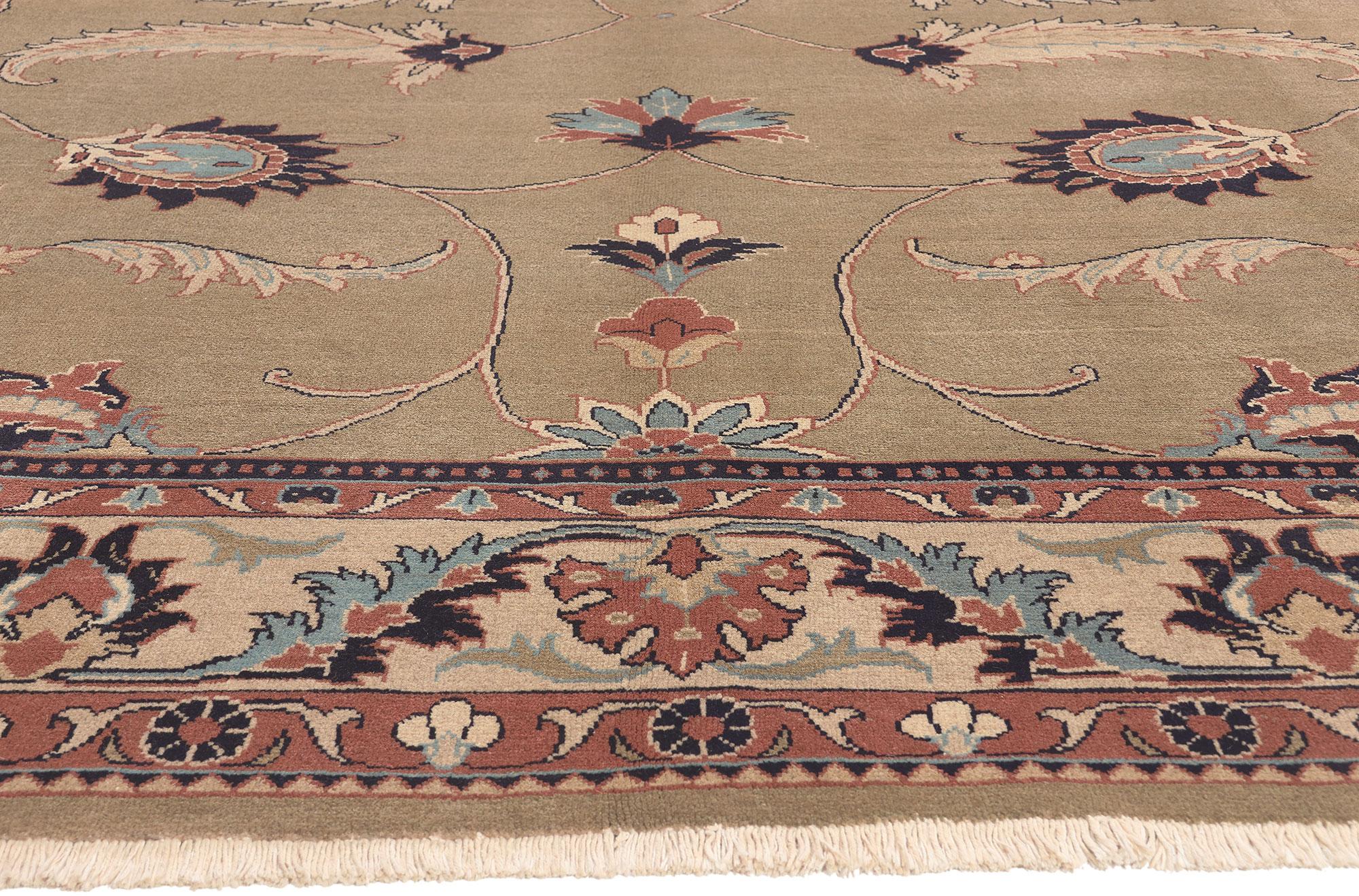 Persischer Mahal-Teppich im Vintage-Stil, Jugendstil mit biophilem Design (Handgeknüpft) im Angebot
