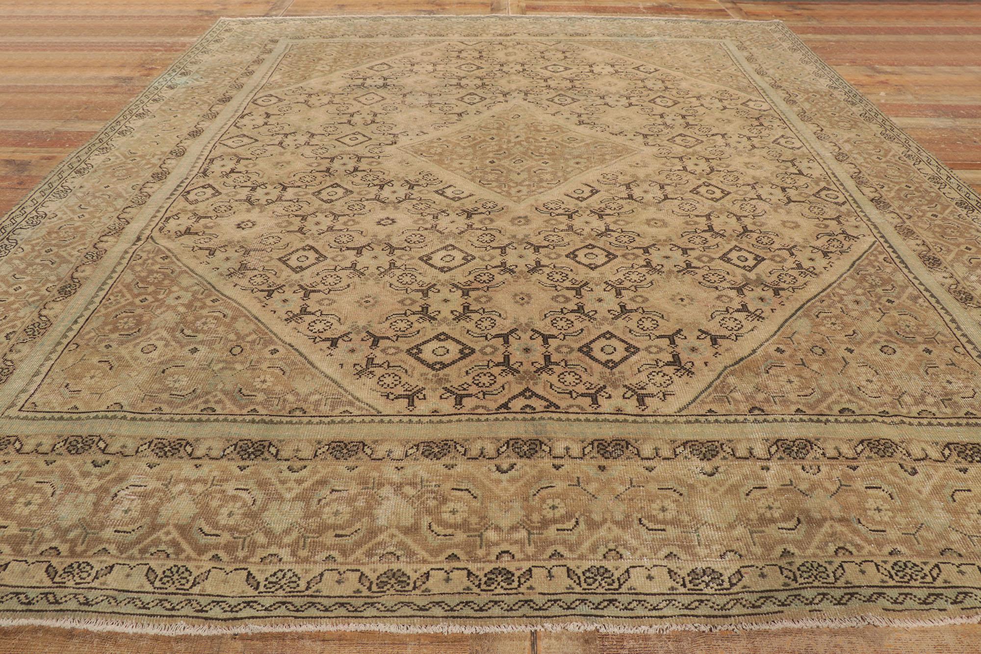 Vintage Persian Mahal Rug, Earth-Tone Elegance Meets Cohesive Coziness For Sale 3