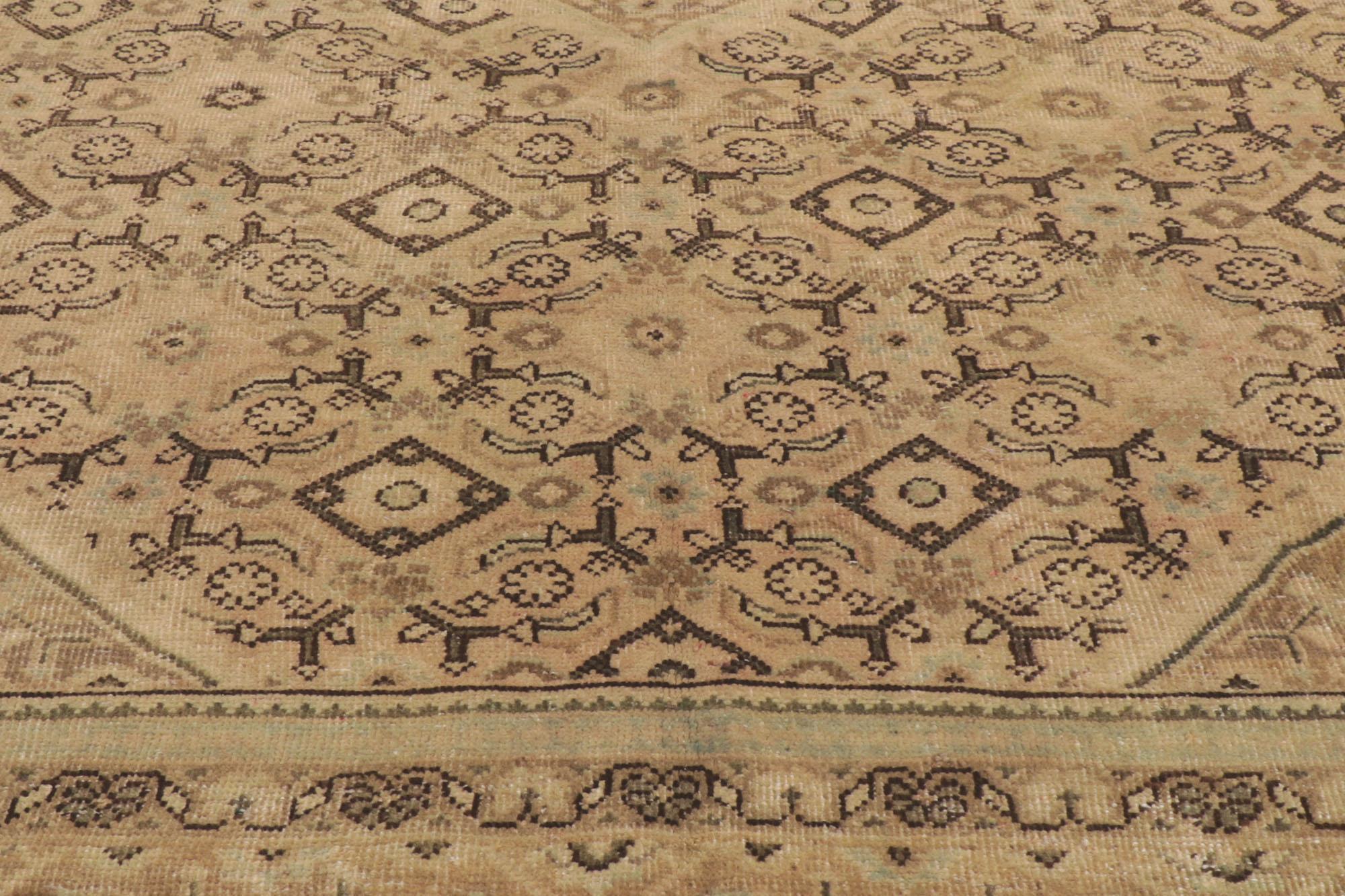 Hand-Knotted Vintage Persian Mahal Rug, Earth-Tone Elegance Meets Cohesive Coziness For Sale