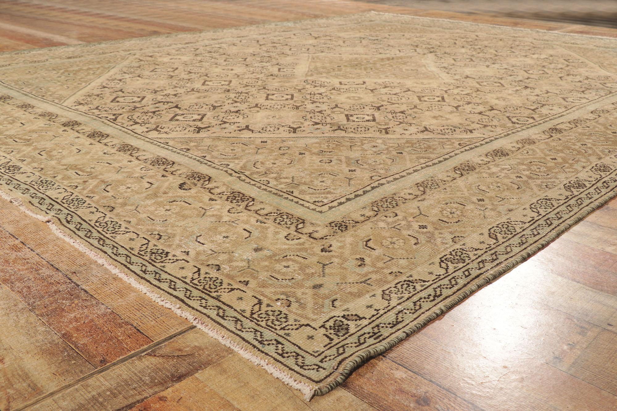 Vintage Persian Mahal Rug, Earth-Tone Elegance Meets Cohesive Coziness For Sale 1