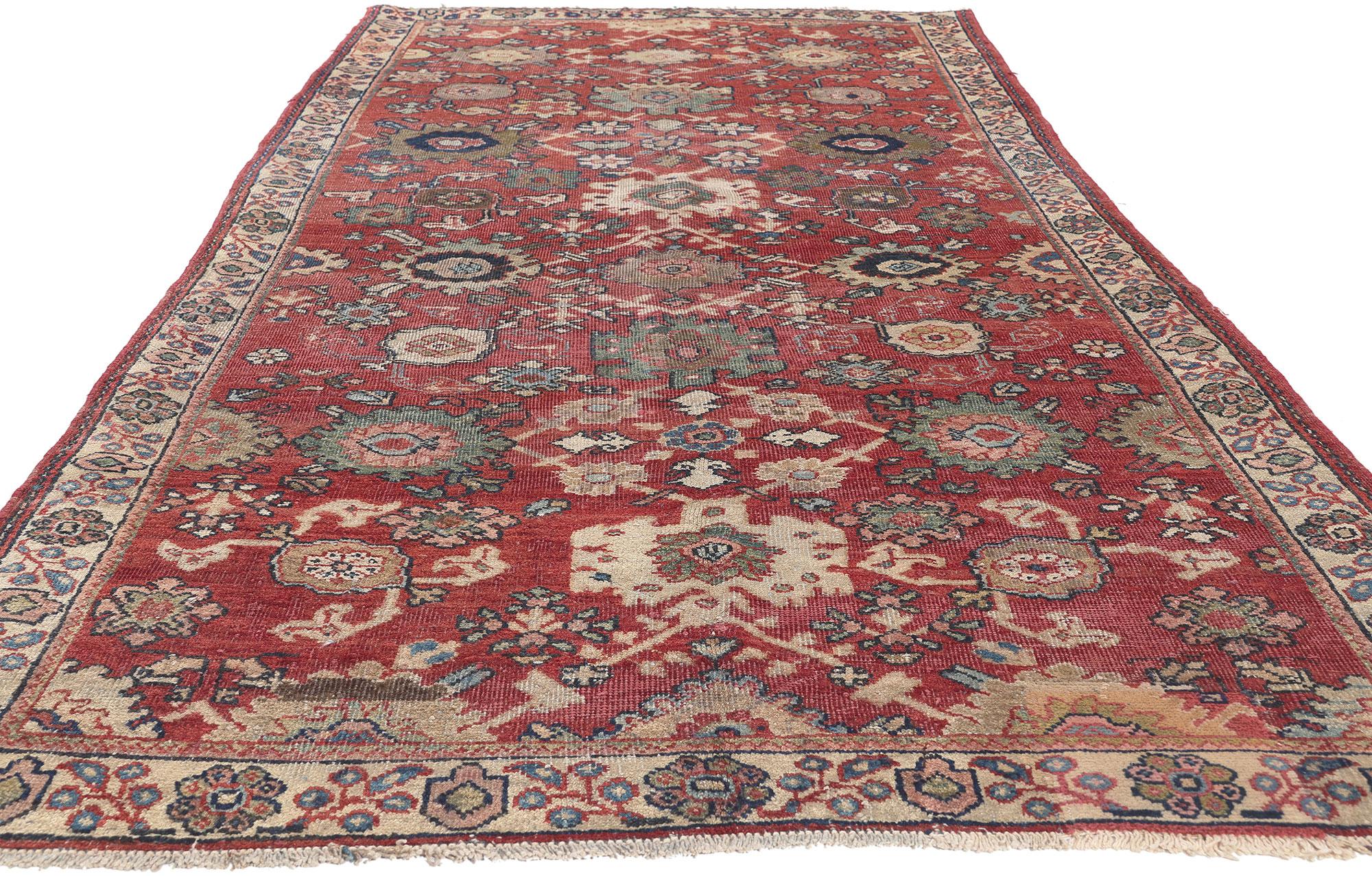 Hand-Knotted Vintage Persian Mahal Rug, Effortlessly Chic Meets Rustic Sensibility For Sale