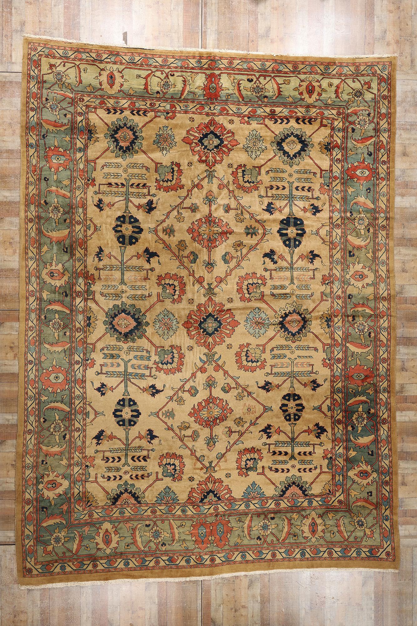 Tappeto Mahal persiano vintage in tonalità terra, 13'04 x 18'04 in vendita 3