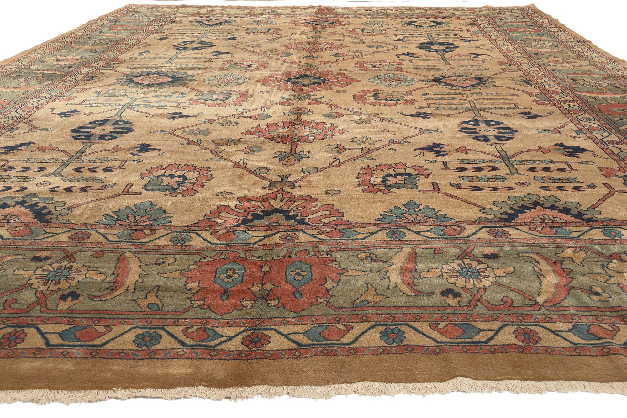 Tabriz Tappeto Mahal persiano vintage in tonalità terra, 13'04 x 18'04 in vendita