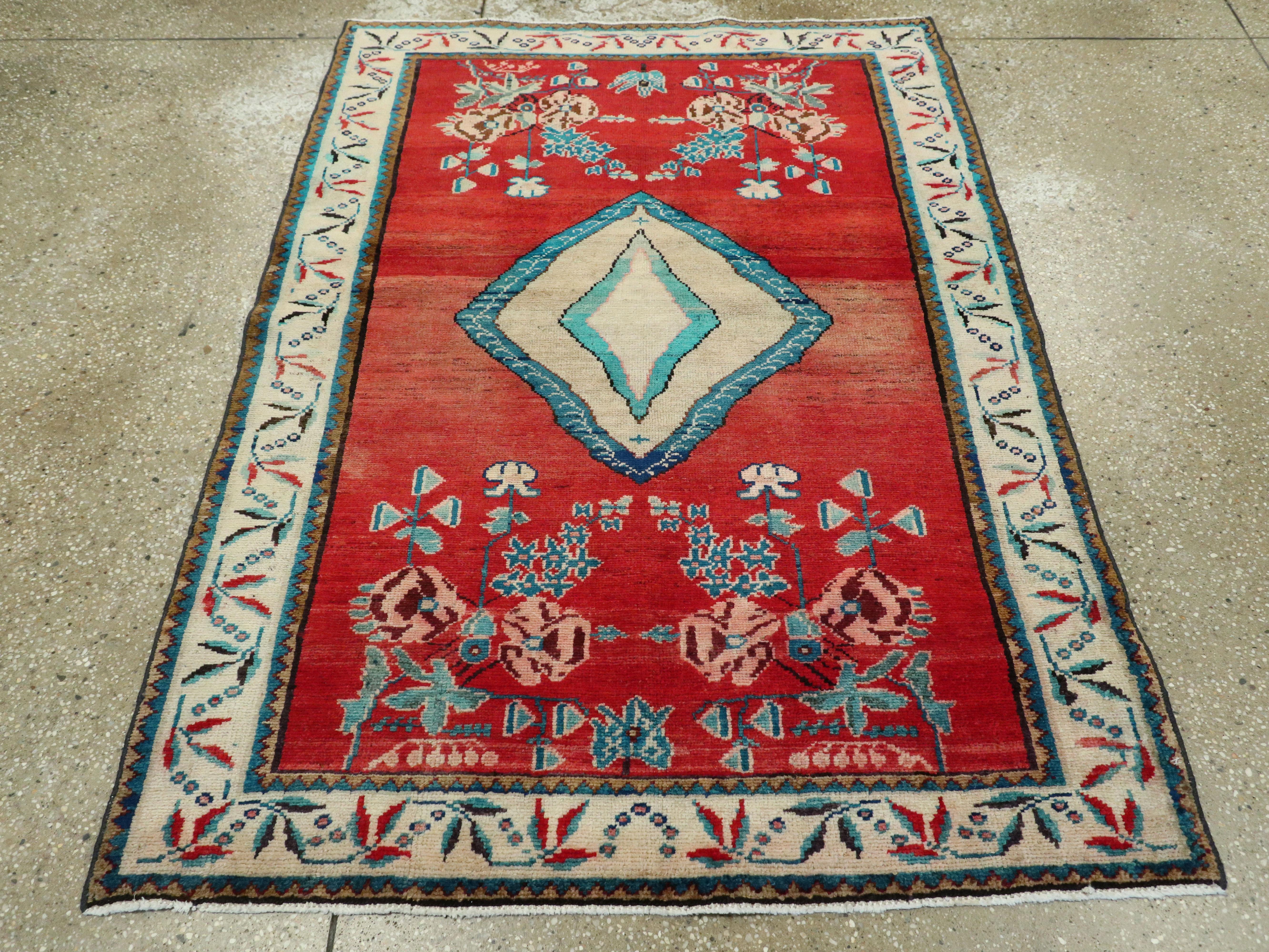 Hand-Knotted Vintage Persian Mahal Rug For Sale