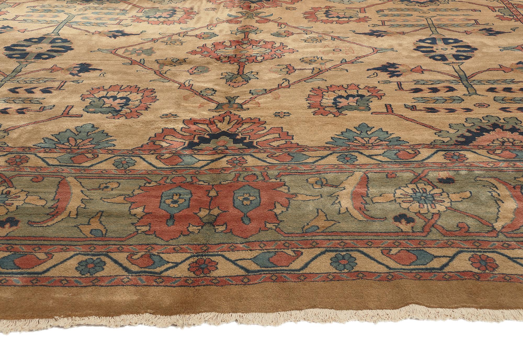 Persiano Tappeto Mahal persiano vintage in tonalità terra, 13'04 x 18'04 in vendita