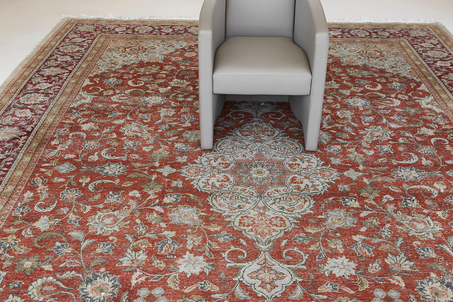 Wool Vintage Persian Mahal Rug