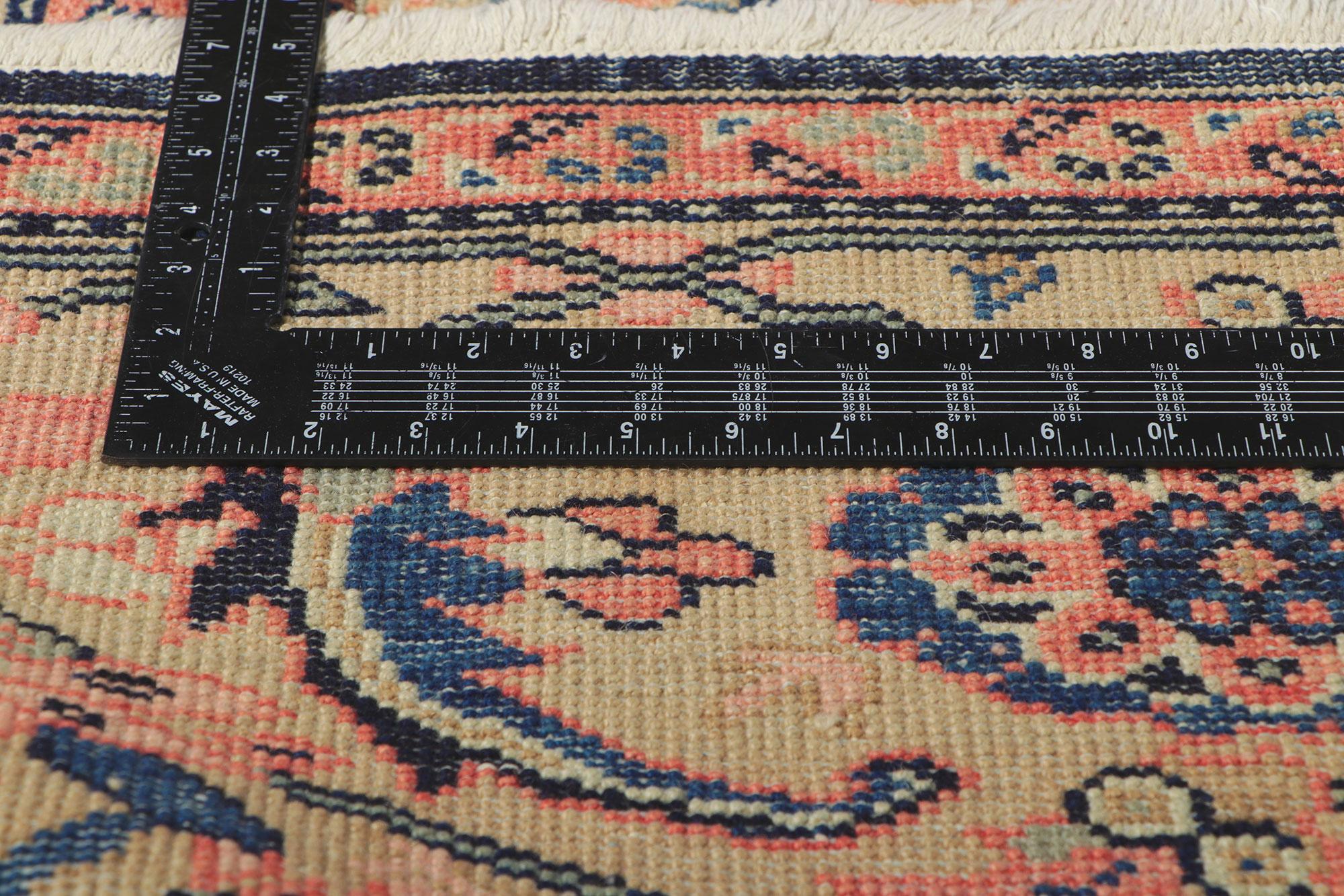 Wool Vintage Persian Mahal Rug, Sophisticated Serenity Meets Elizabethan Elegance For Sale
