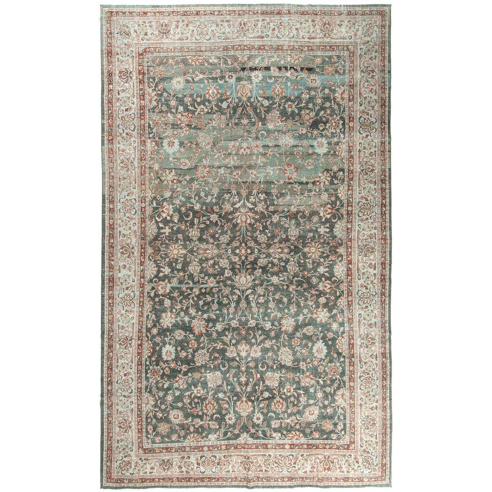19th Century Antique Distressed Mahal Rug For Sale at 1stDibs