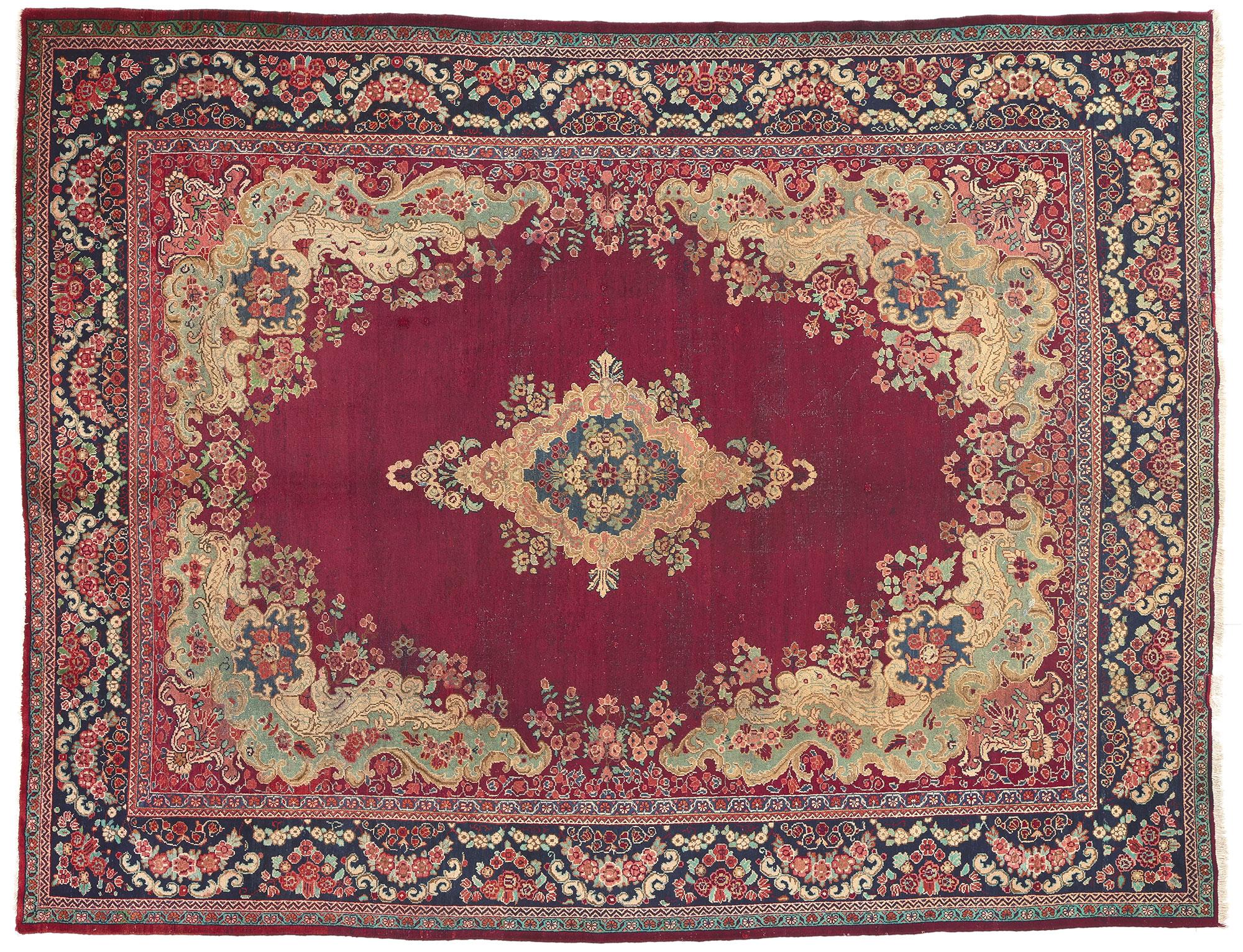 Persischer Mahal-Teppich im Vintage-Stil, Französisches Rokoko meets relaxed Refinement im Angebot 3