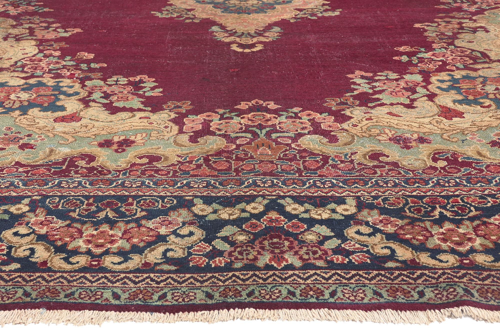 Hand-Knotted Vintage Persian Mahal Rug, French Rococo Meets Relaxed Refinement For Sale
