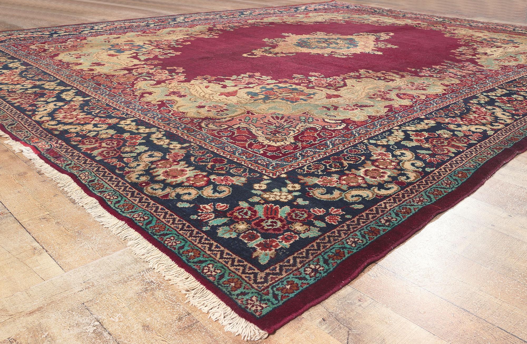 Persischer Mahal-Teppich im Vintage-Stil, Französisches Rokoko meets relaxed Refinement (Wolle) im Angebot