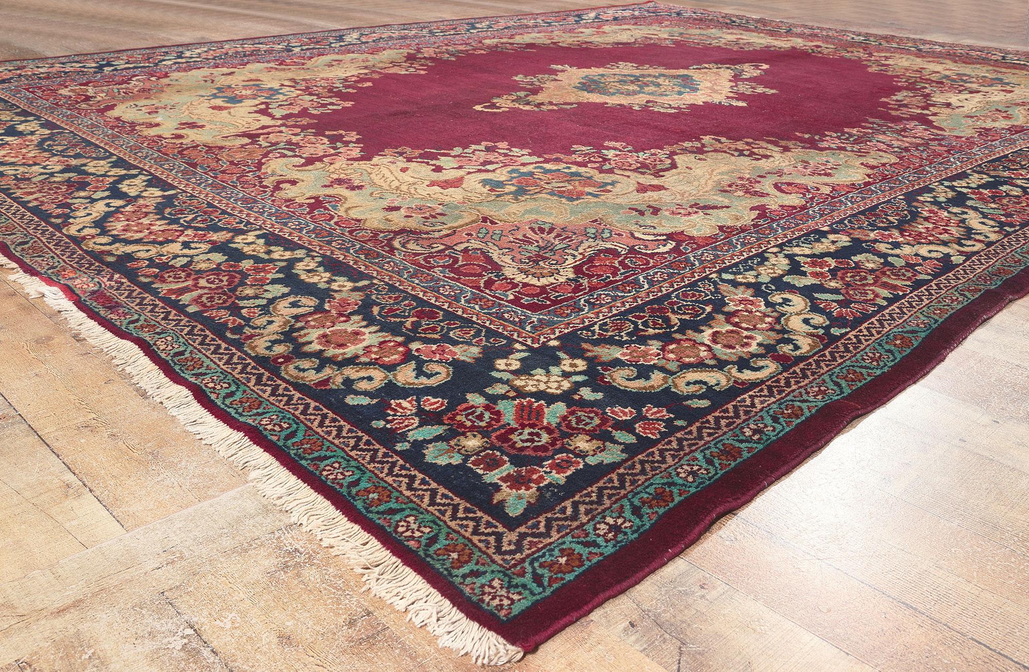 Wool Vintage Persian Mahal Rug, French Rococo Meets Relaxed Refinement For Sale