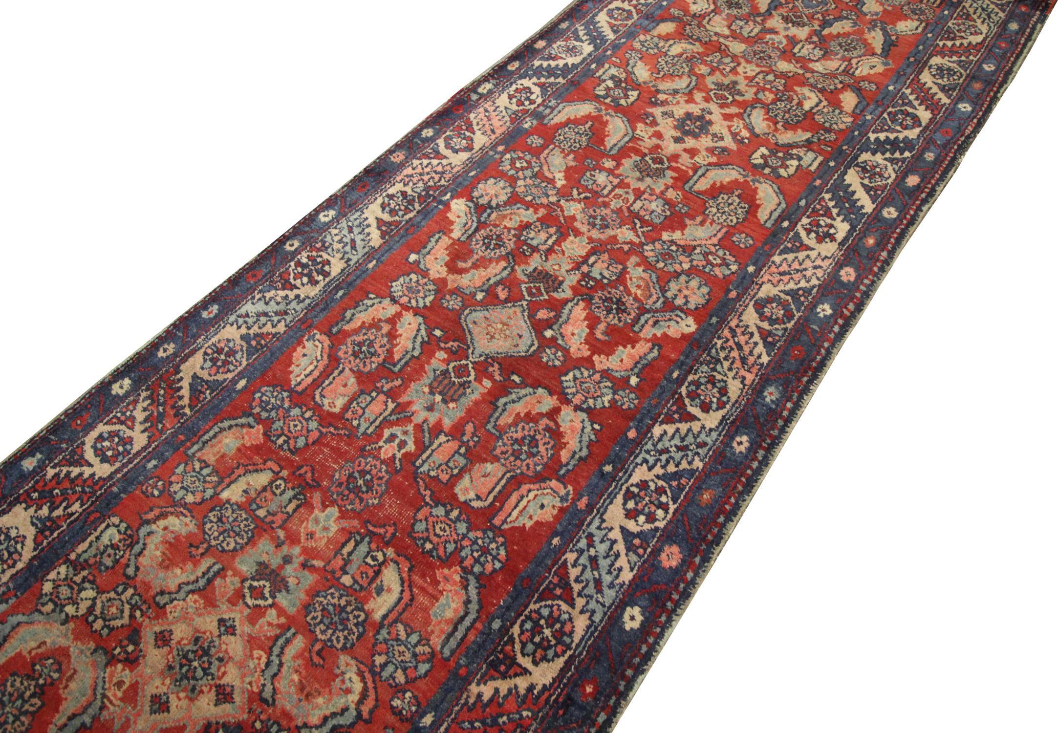 Country Vintage Rug Handmade Carpet Harati Pattern Red Stair Runner CHR68 For Sale