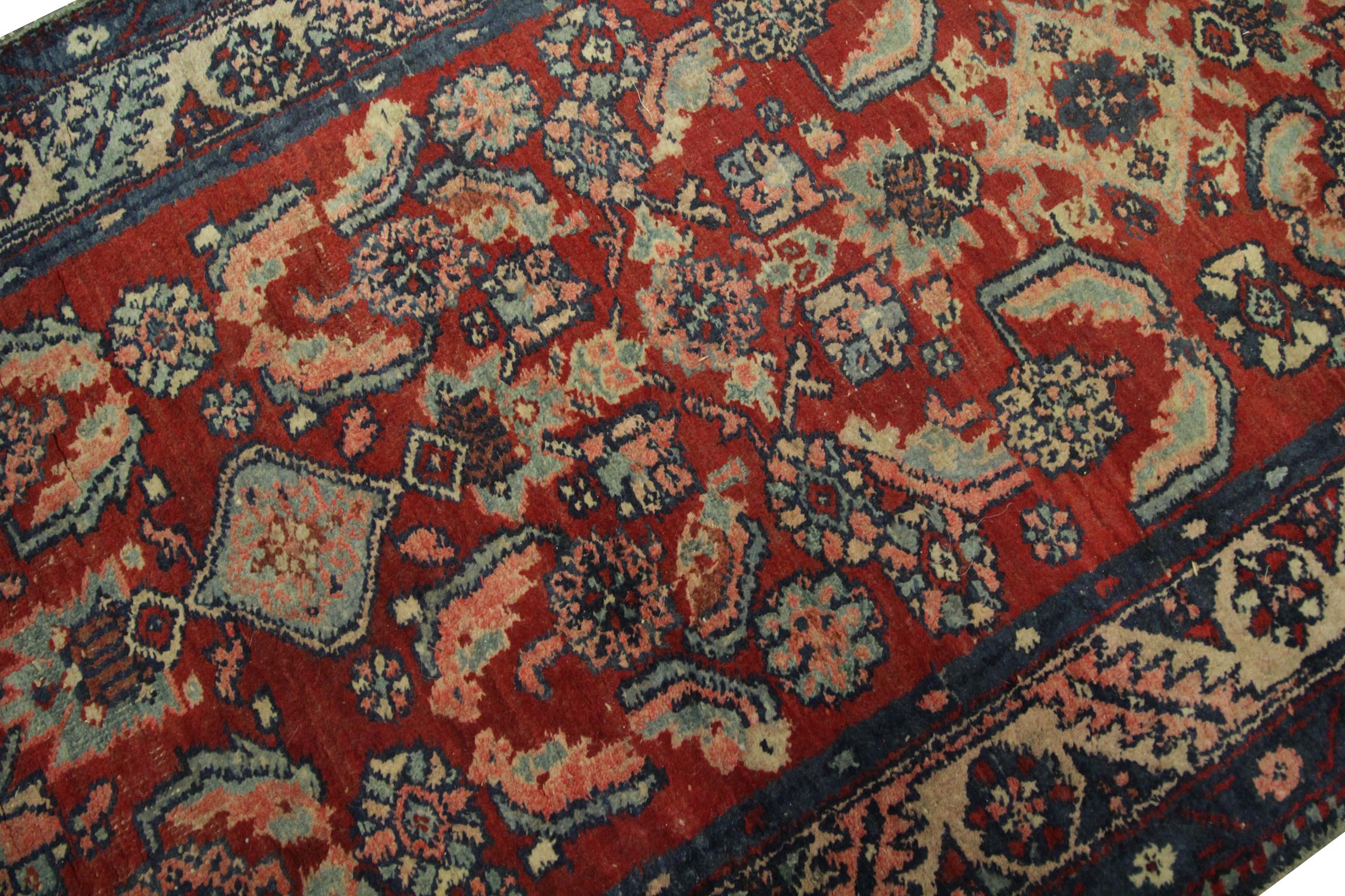 Azerbaijani Vintage Rug Handmade Carpet Harati Pattern Red Stair Runner CHR68 For Sale